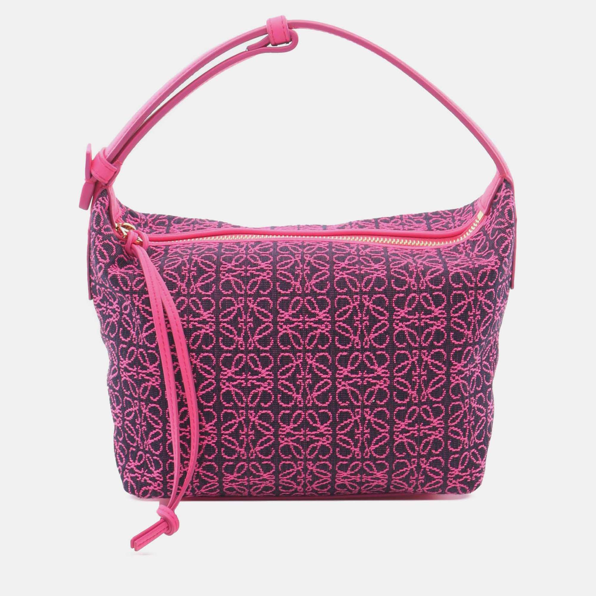 

Loewe Pink/Purple Small Anagram Canvas Cubi Bag
