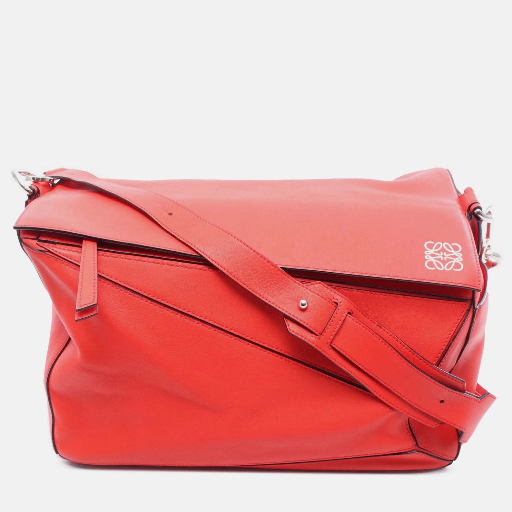 

Loewe Red Large Calfskin Puzzle Satchel