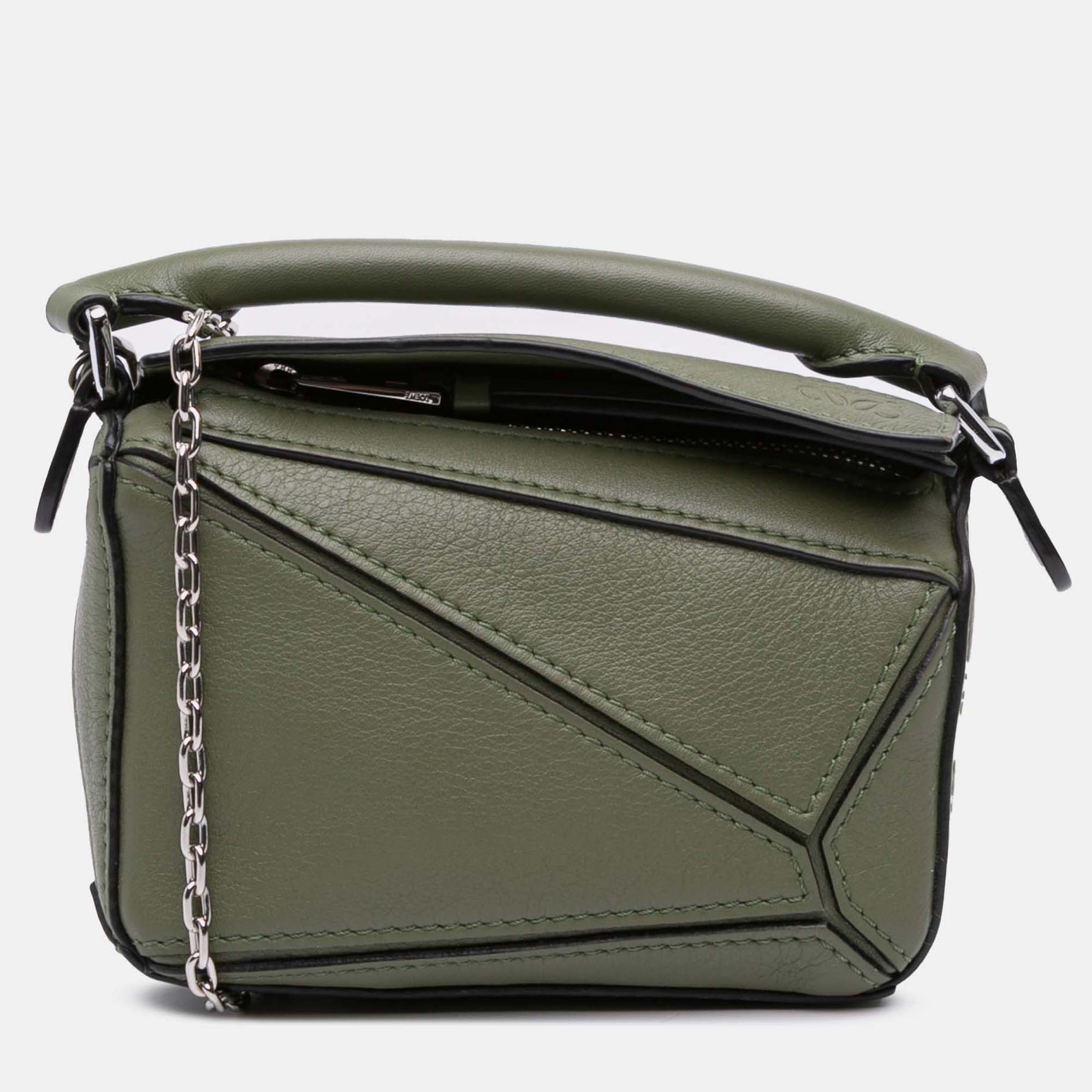 

Loewe Green Nano Calfskin Puzzle Satchel