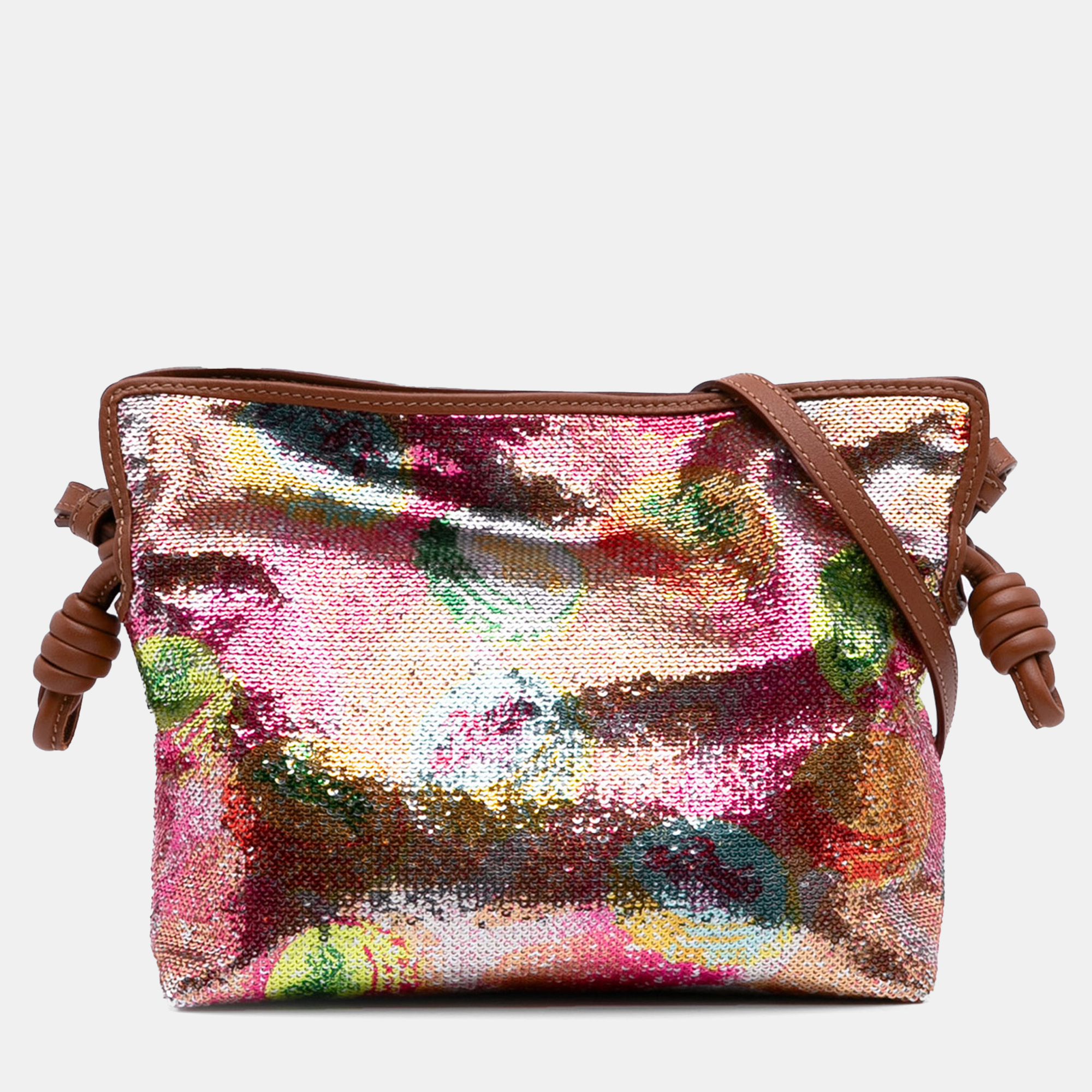 

Loewe Pink Paulas Ibiza Mini Sequined Leather Flamenco Knot Crossbody