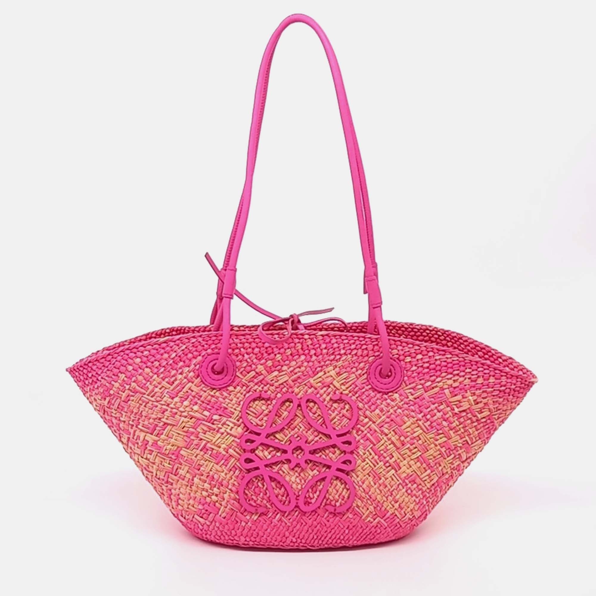 

Loewe Pink Leather Anagram Basket Bag Small
