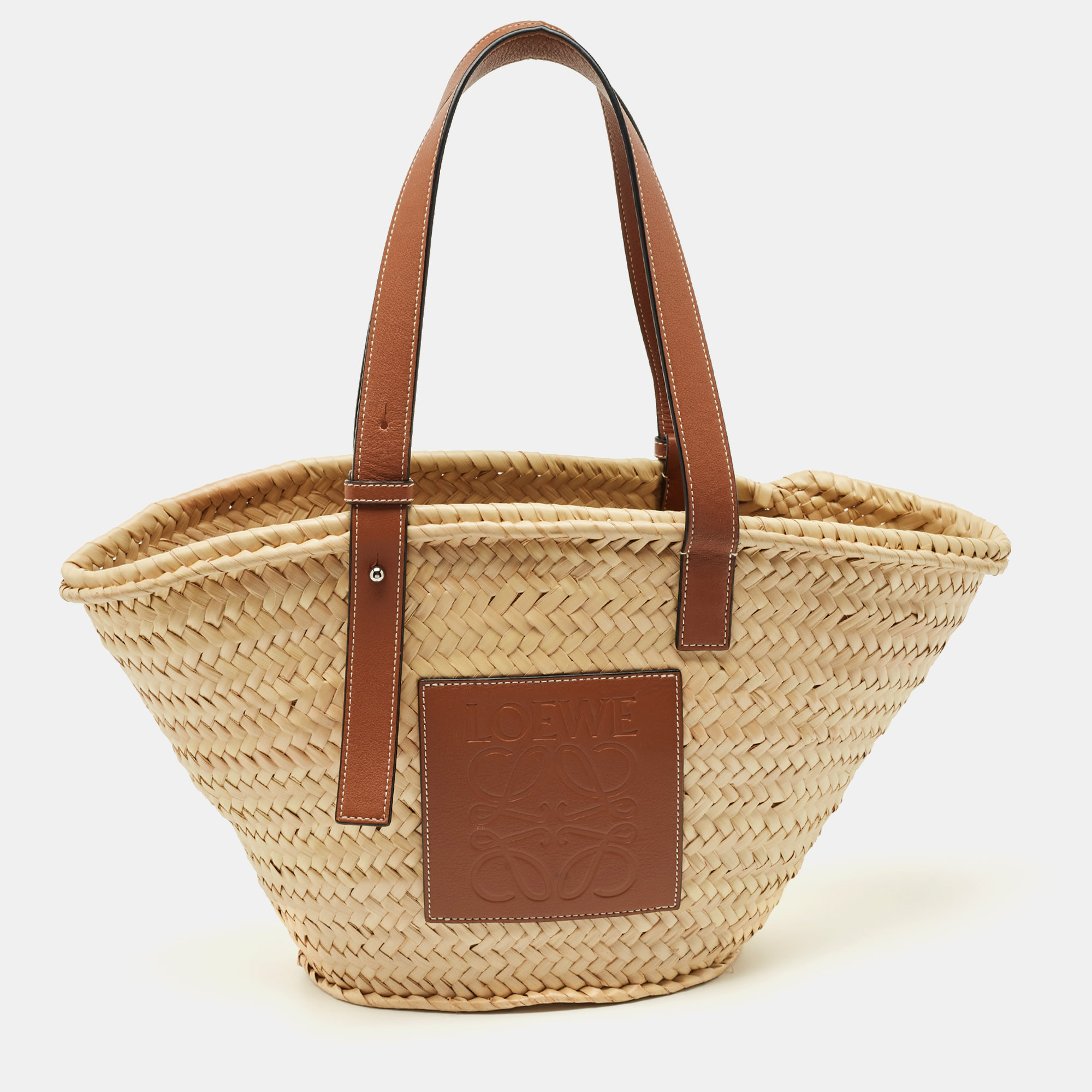 

Loewe Beige/Brown Raffia and Leather Medium Basket Tote