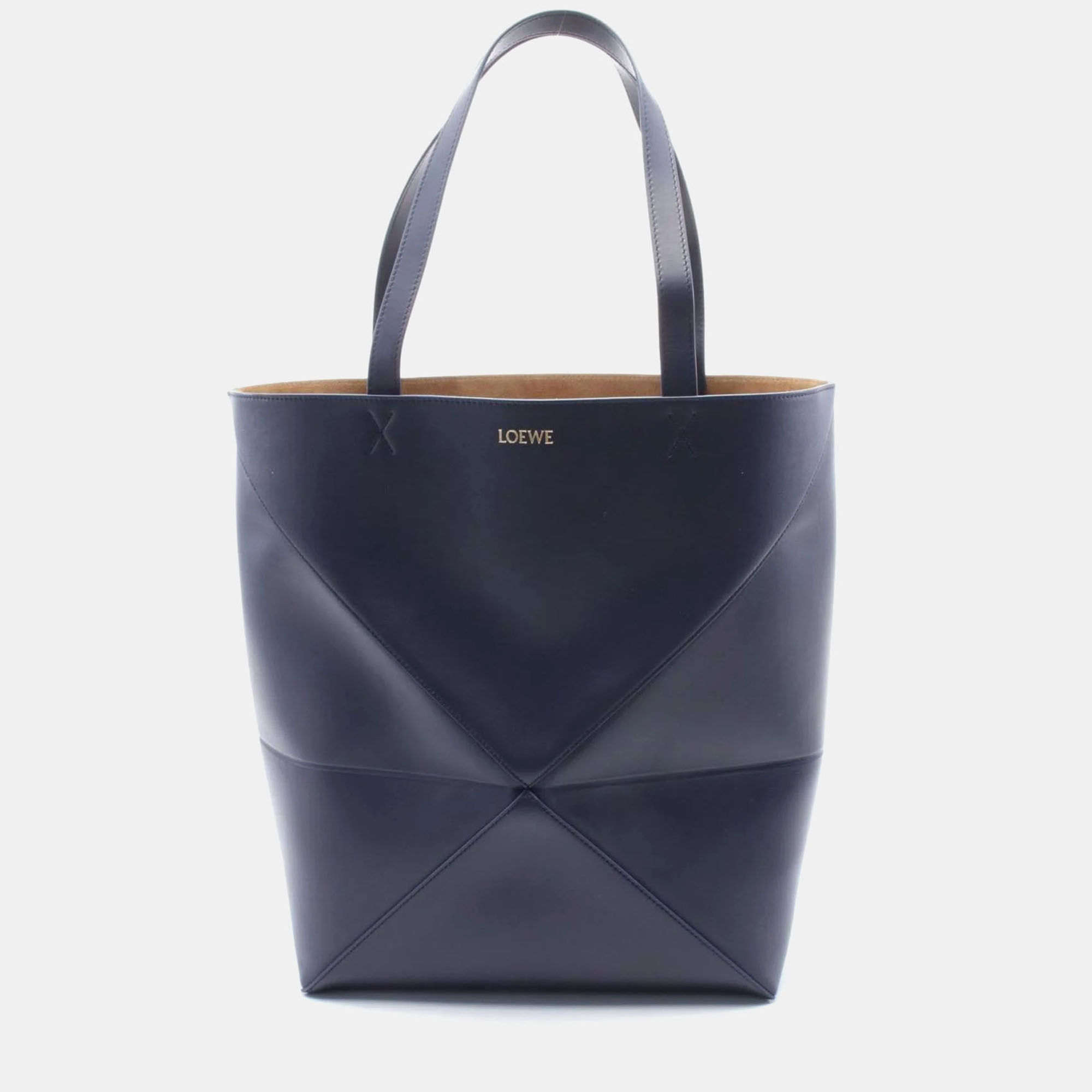 

Loewe Puzzle Fold Tote Large Bag Leather Navy, Navy blue