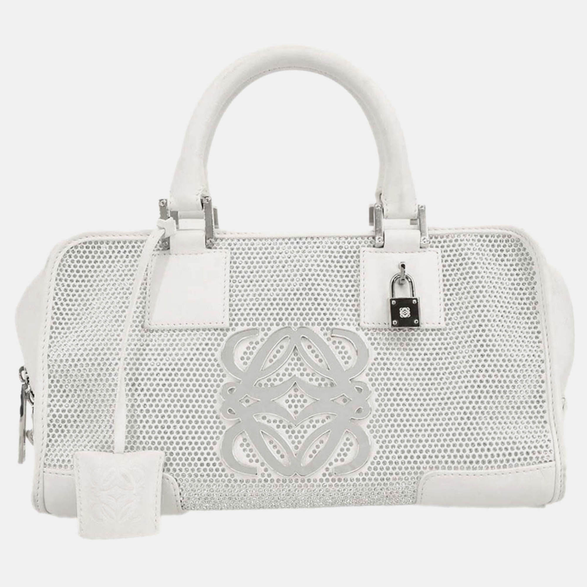 

Loewe Amazona 28 White Leather Sequins Handbag