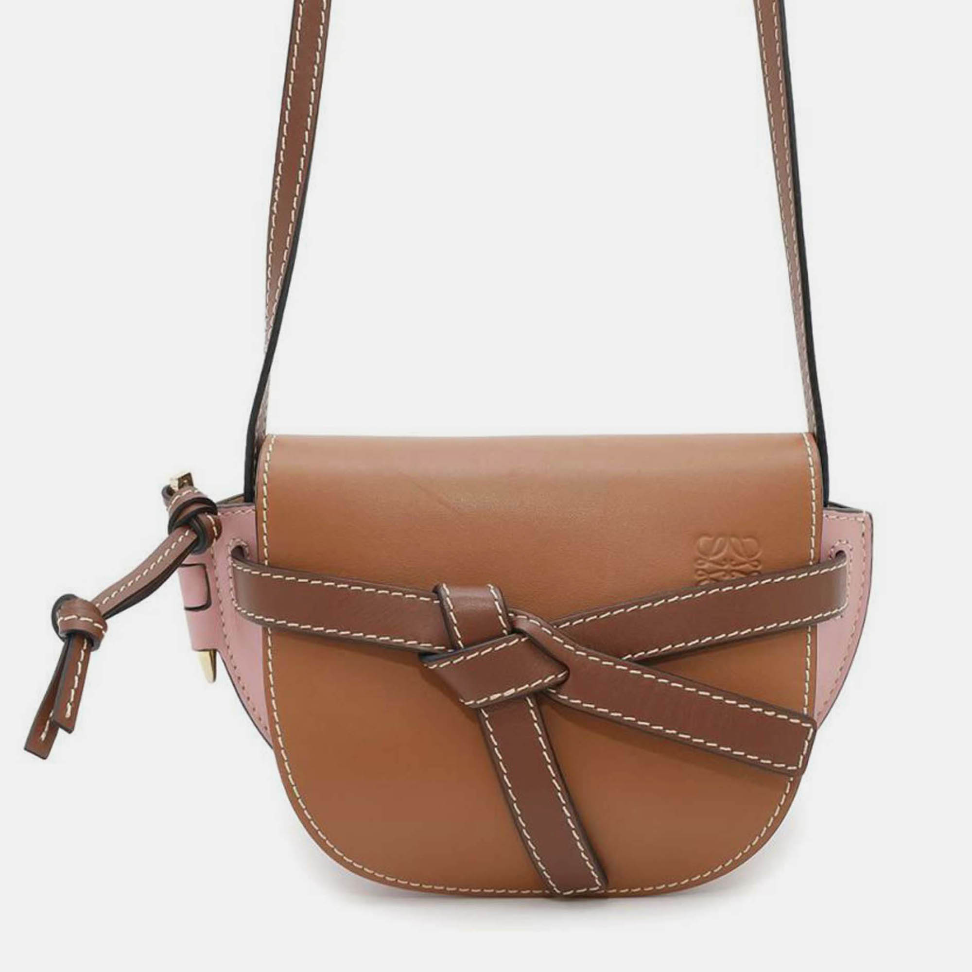 

Loewe Brown Pink Mini Tricolor Leather Gate Crossbody