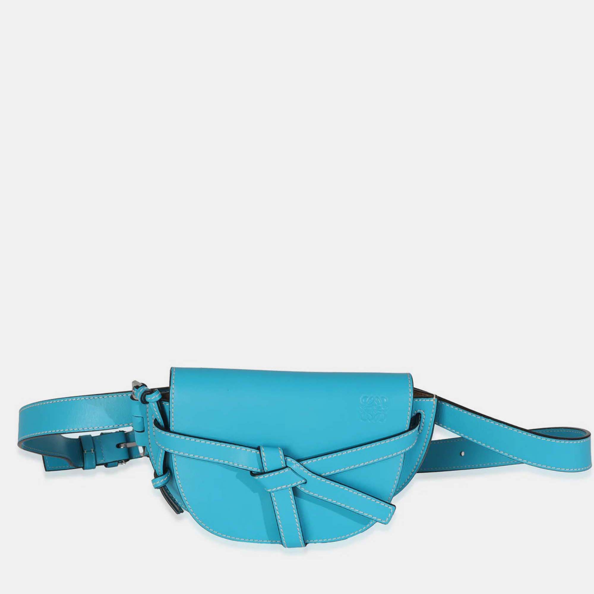 Pre-owned Loewe Blue Calfskin Mini Gate Belt Bag