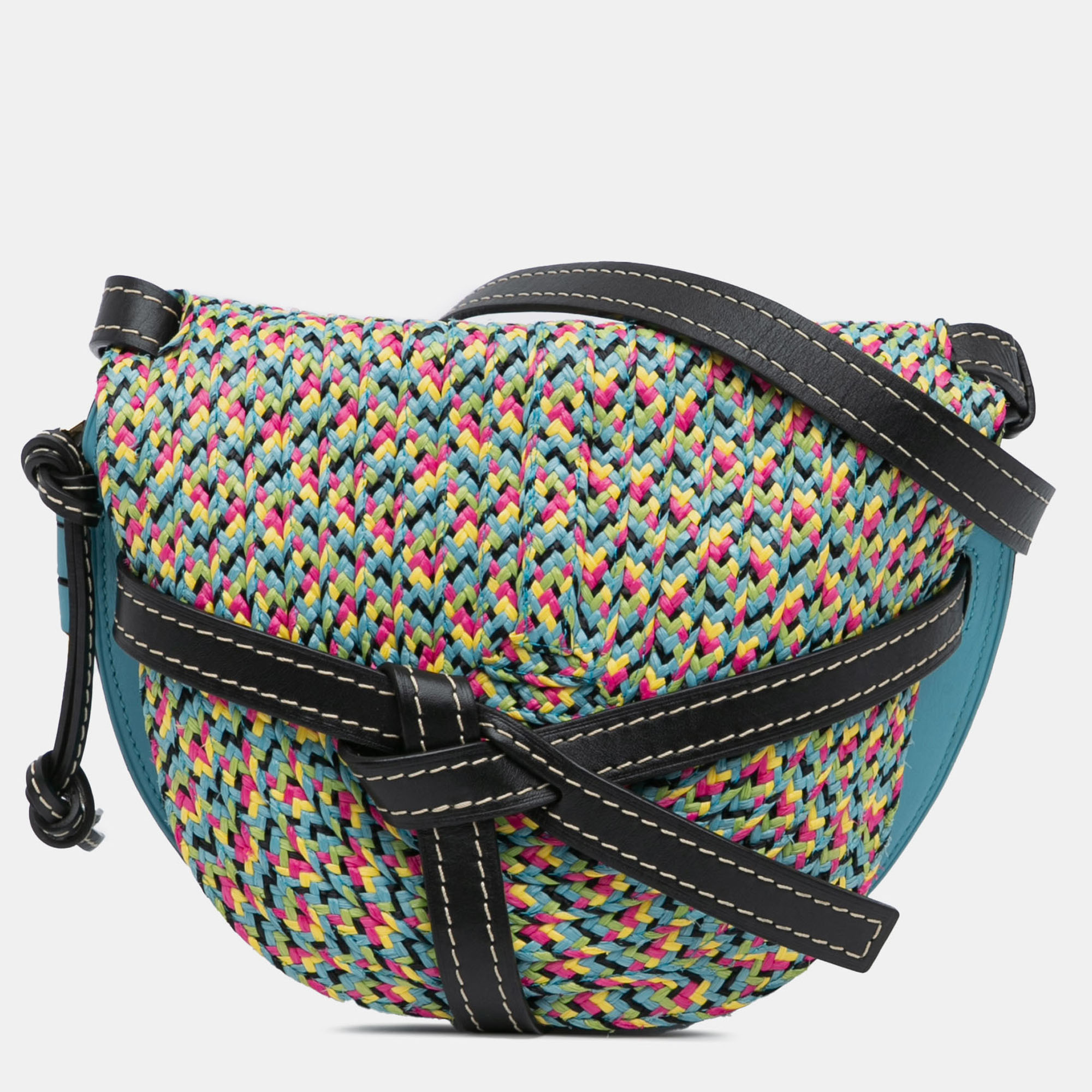 

Loewe Blue Small Raffia and Calfskin Gate Crossbody