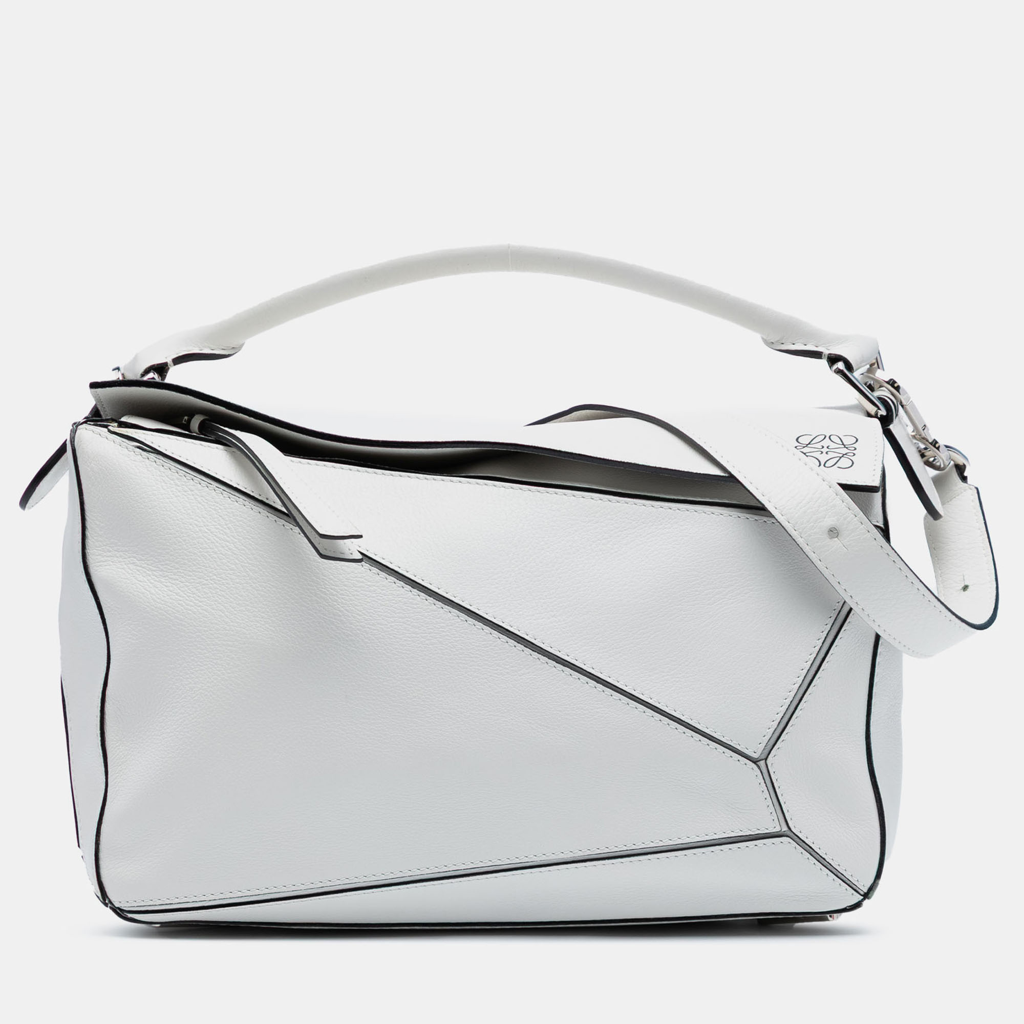 

Loewe Medium Calfskin Puzzle Satchel, White