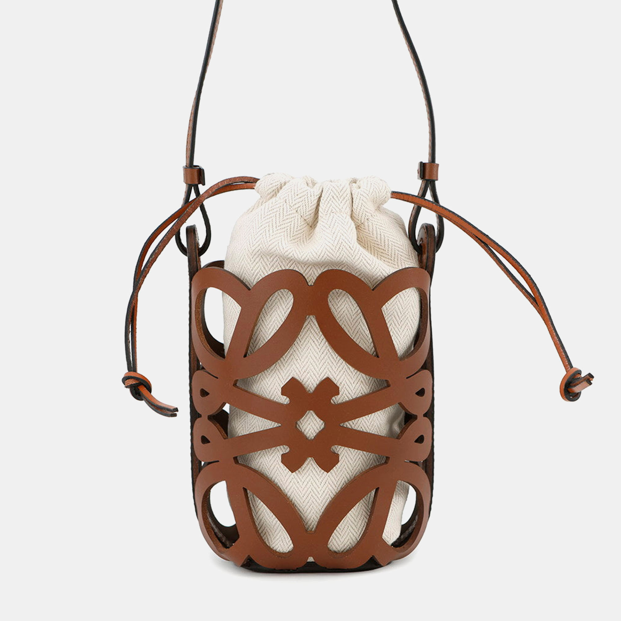 Pre-owned Loewe Anagram Cut-out Pocket Brown Calf Leather