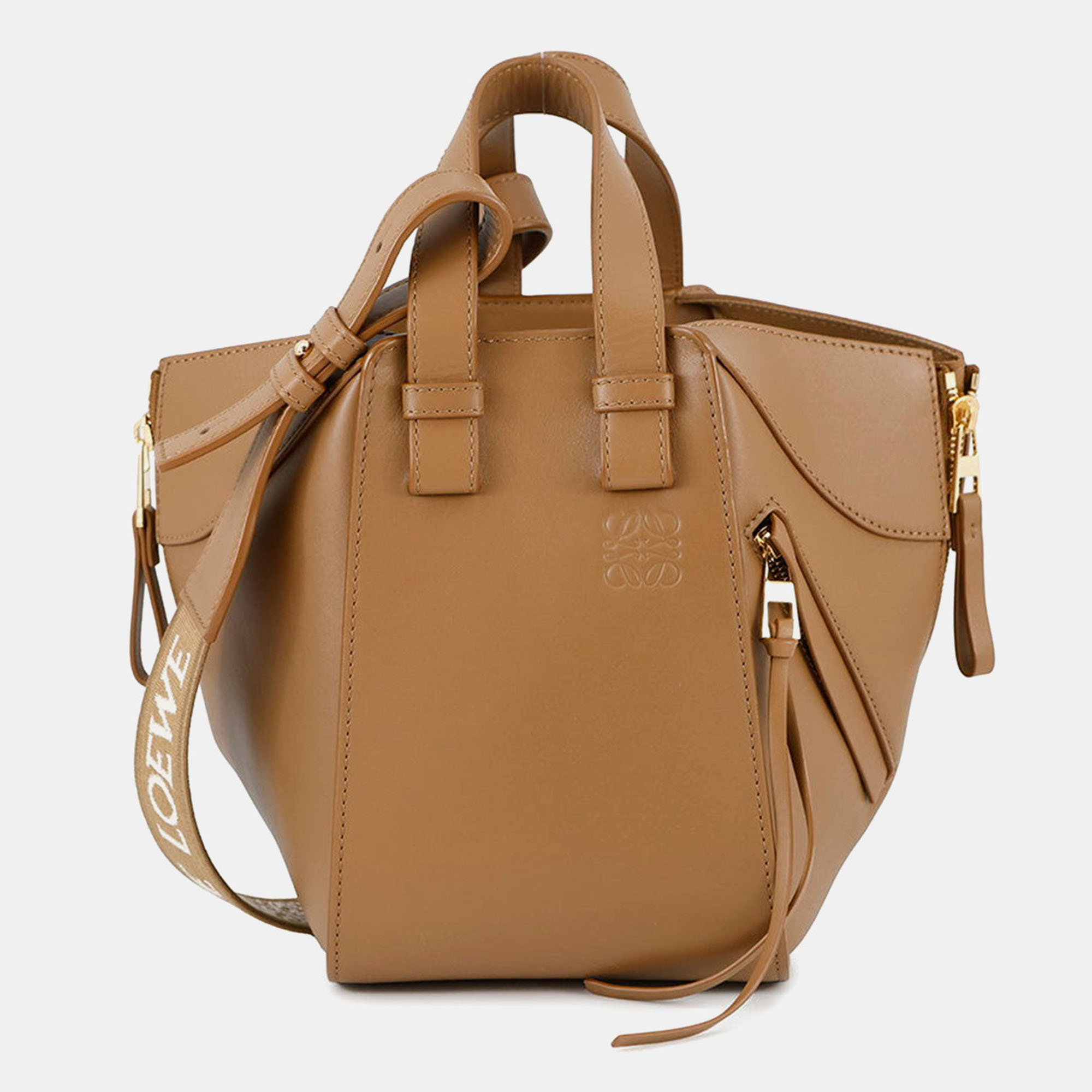 Pre-owned Loewe Hammock Oak Brown Calf Leather Size Compact