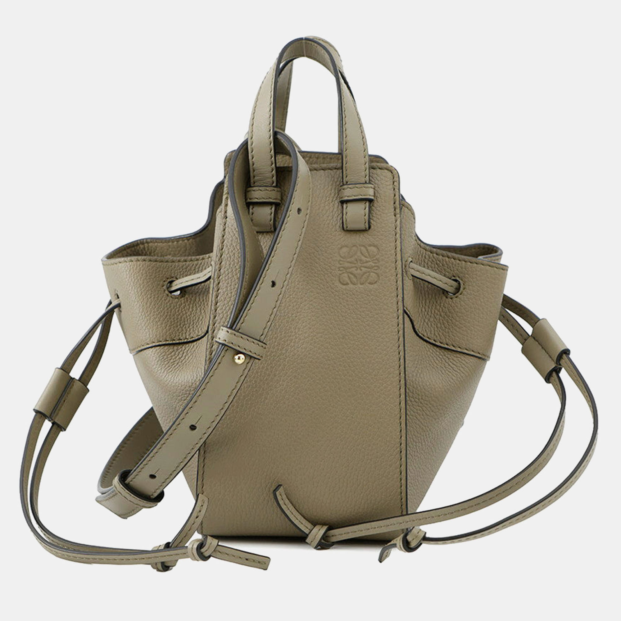 Pre-owned Loewe Hammock Greige Leather Size Mini In Sand