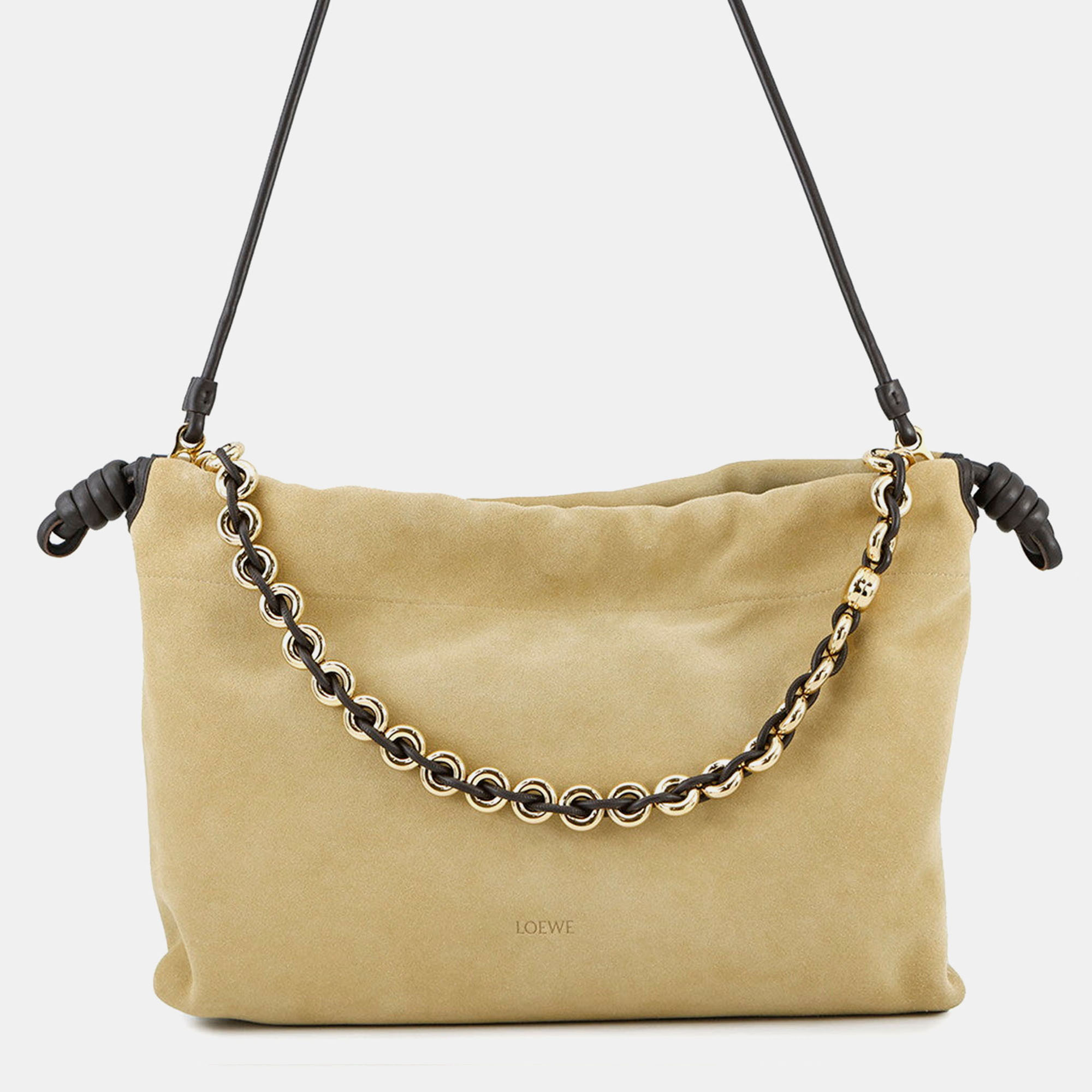 Pre-owned Loewe Flamenco Purse 2way Shoulder Bag Beige Suede Size Large In Sand