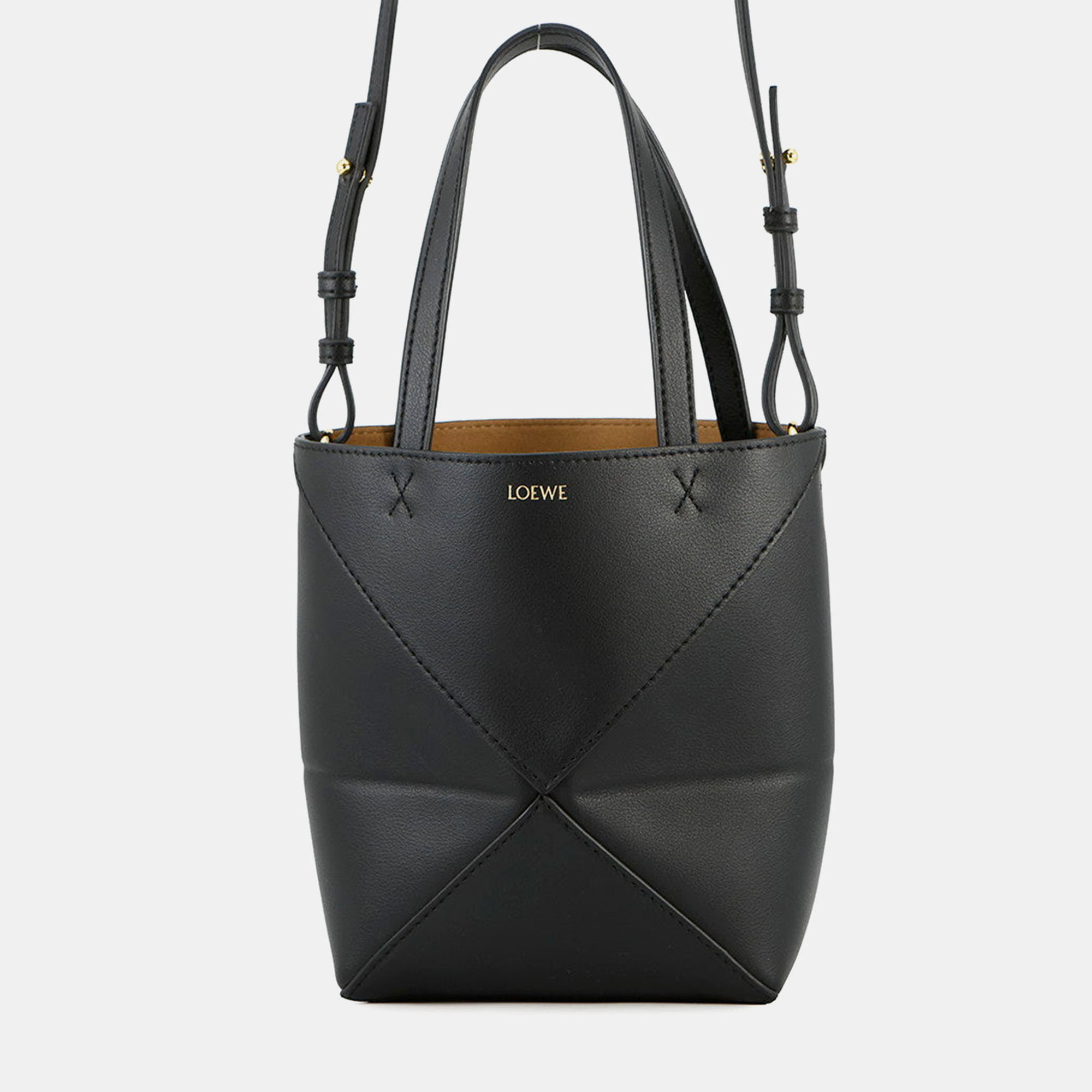 

Loewe Puzzle Fold Tote Black Leather Size Mini