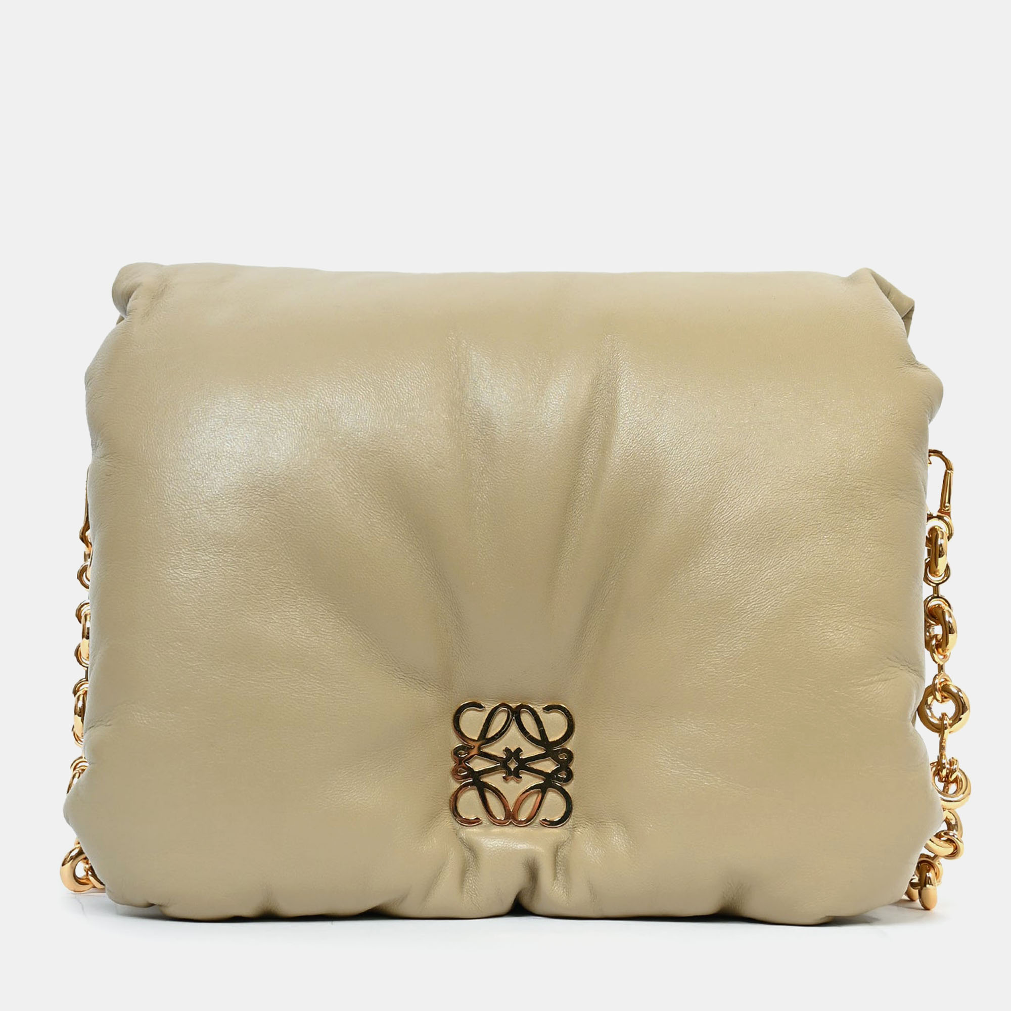 Pre-owned Loewe 2022 Sage Green Leather Goya Chain Shoulder Bag