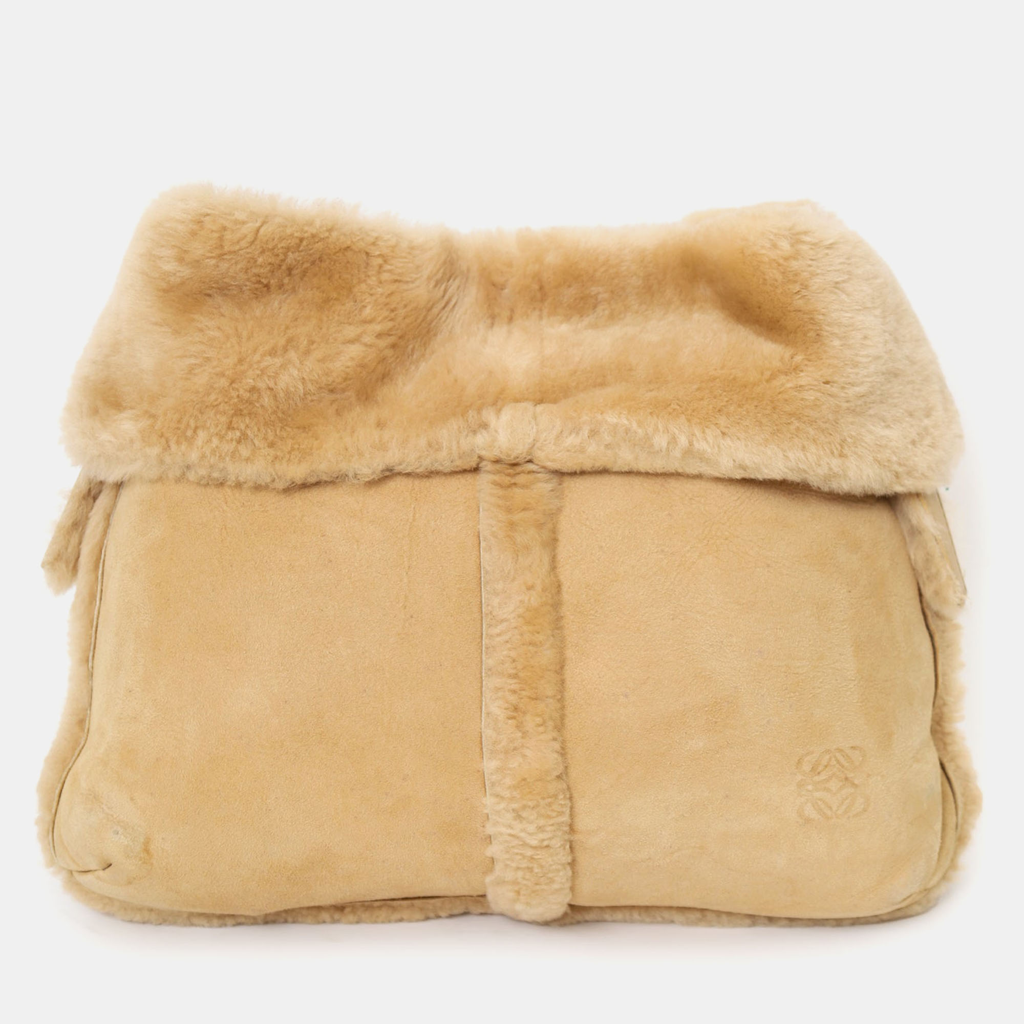 

Loewe Beige Suede Shearling Boa Crossbody