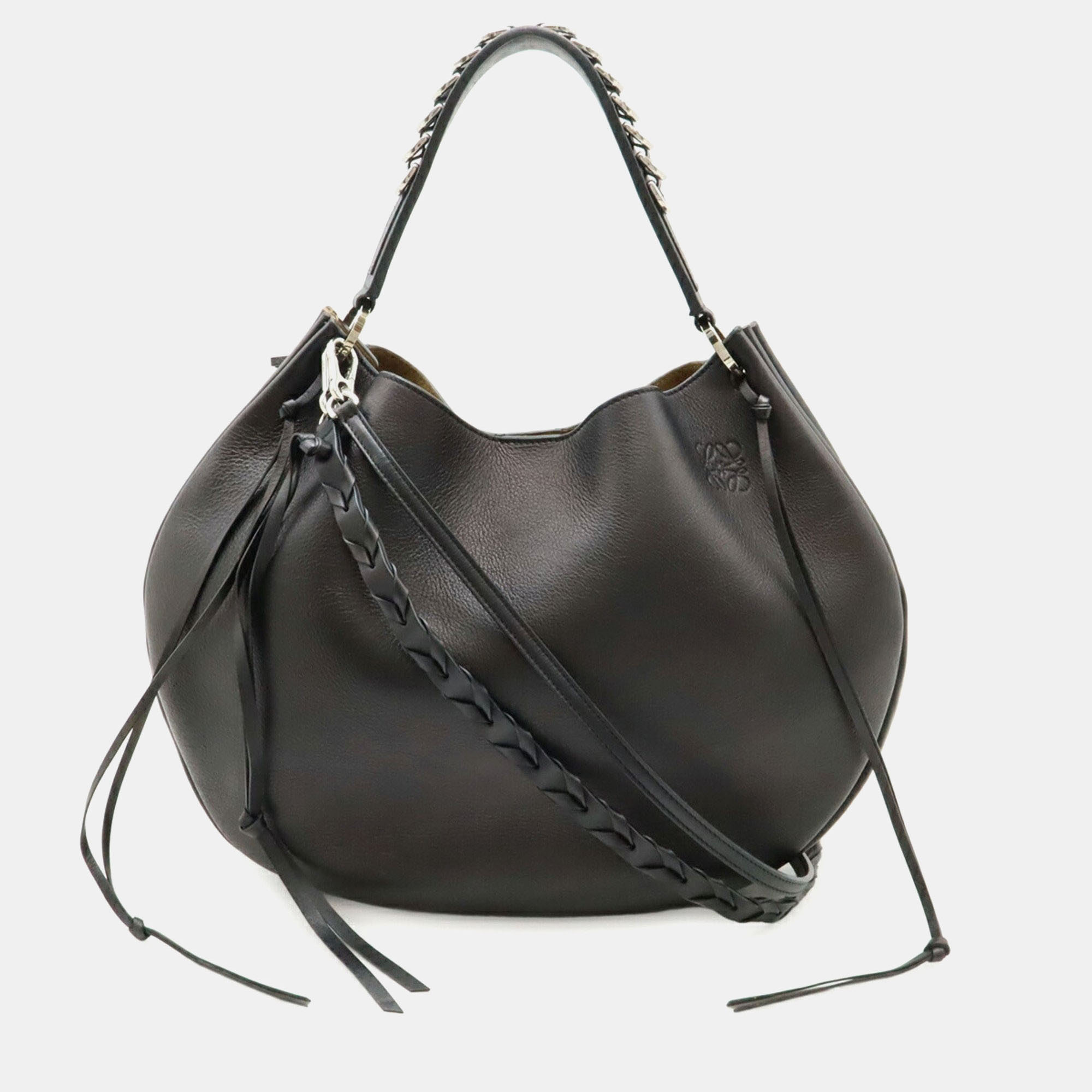 

Loewe Fortune Hobo Leather Shoulder Bag In Black