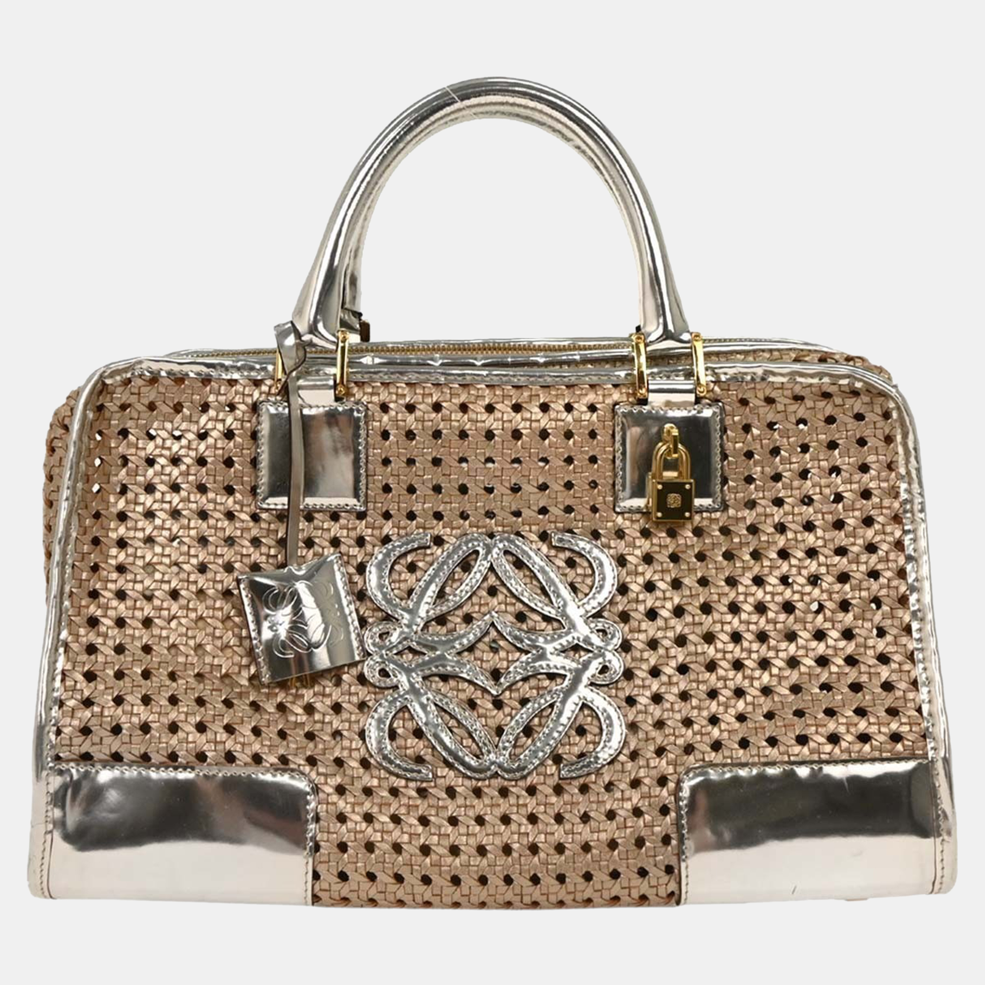 

Loewe Silver Leather Amazona 36 Handbag, Metallic