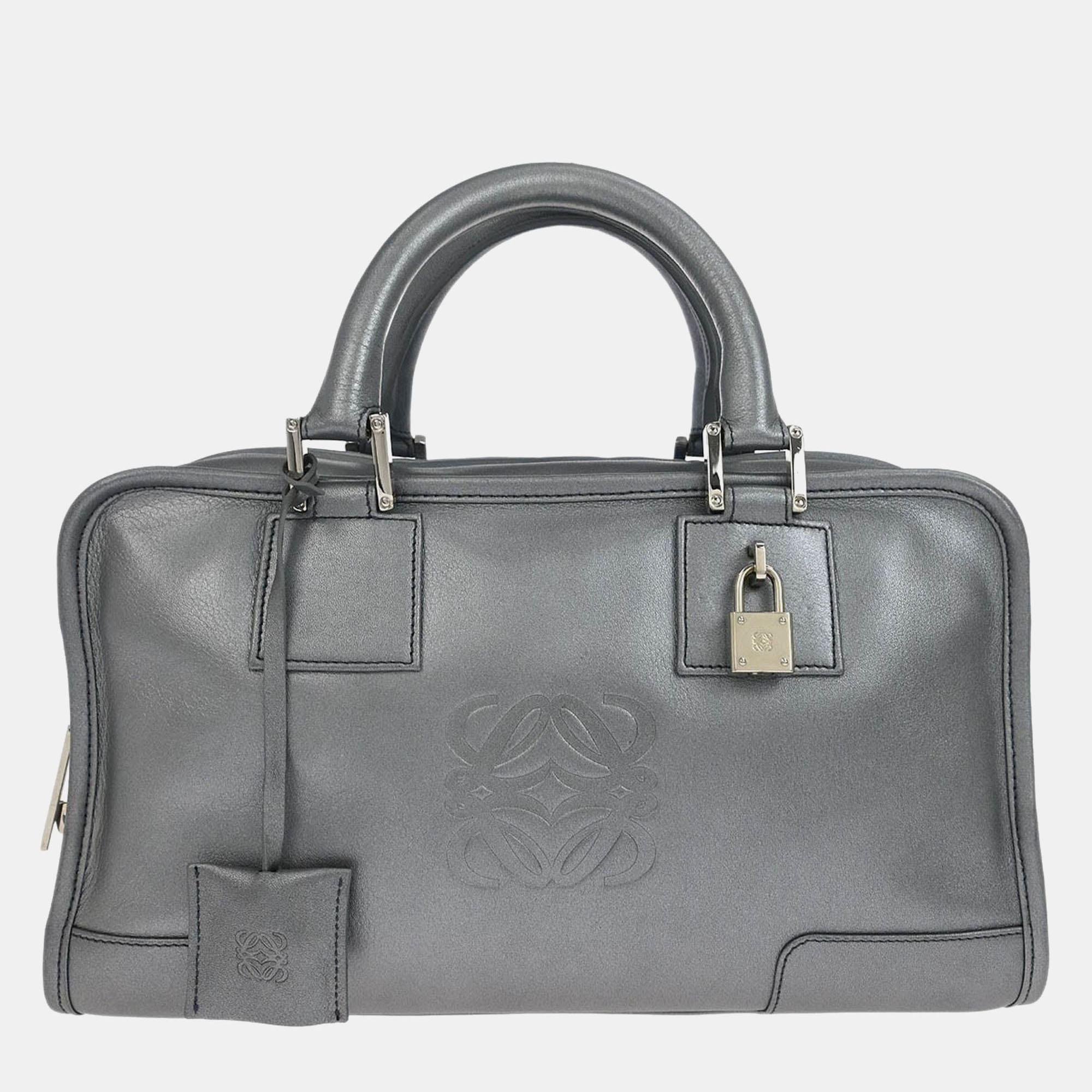 

Loewe Silver Lambskin Amazona 28 Handbag