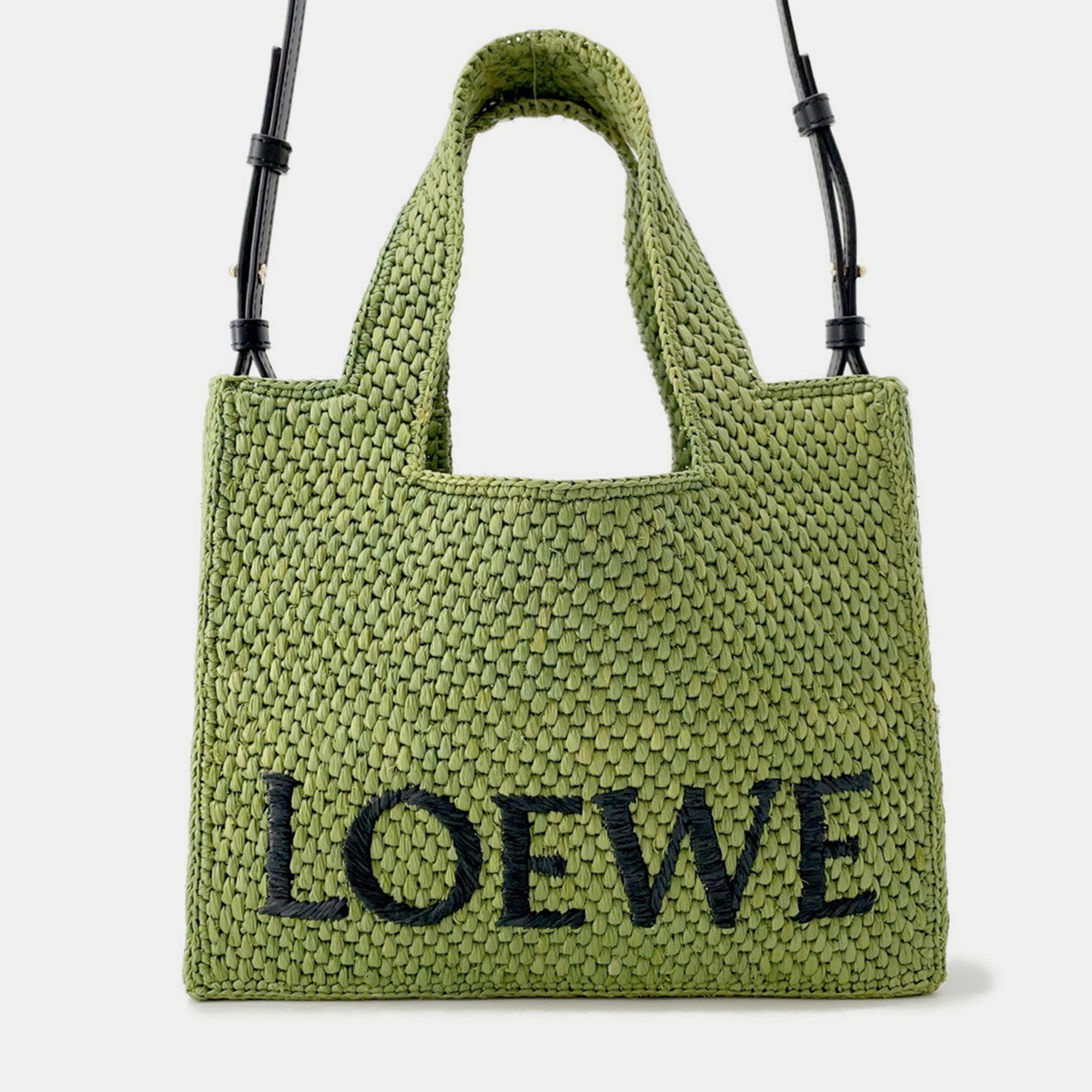 

Loewe Font Tote Bag Green Raffia Leather Size Small