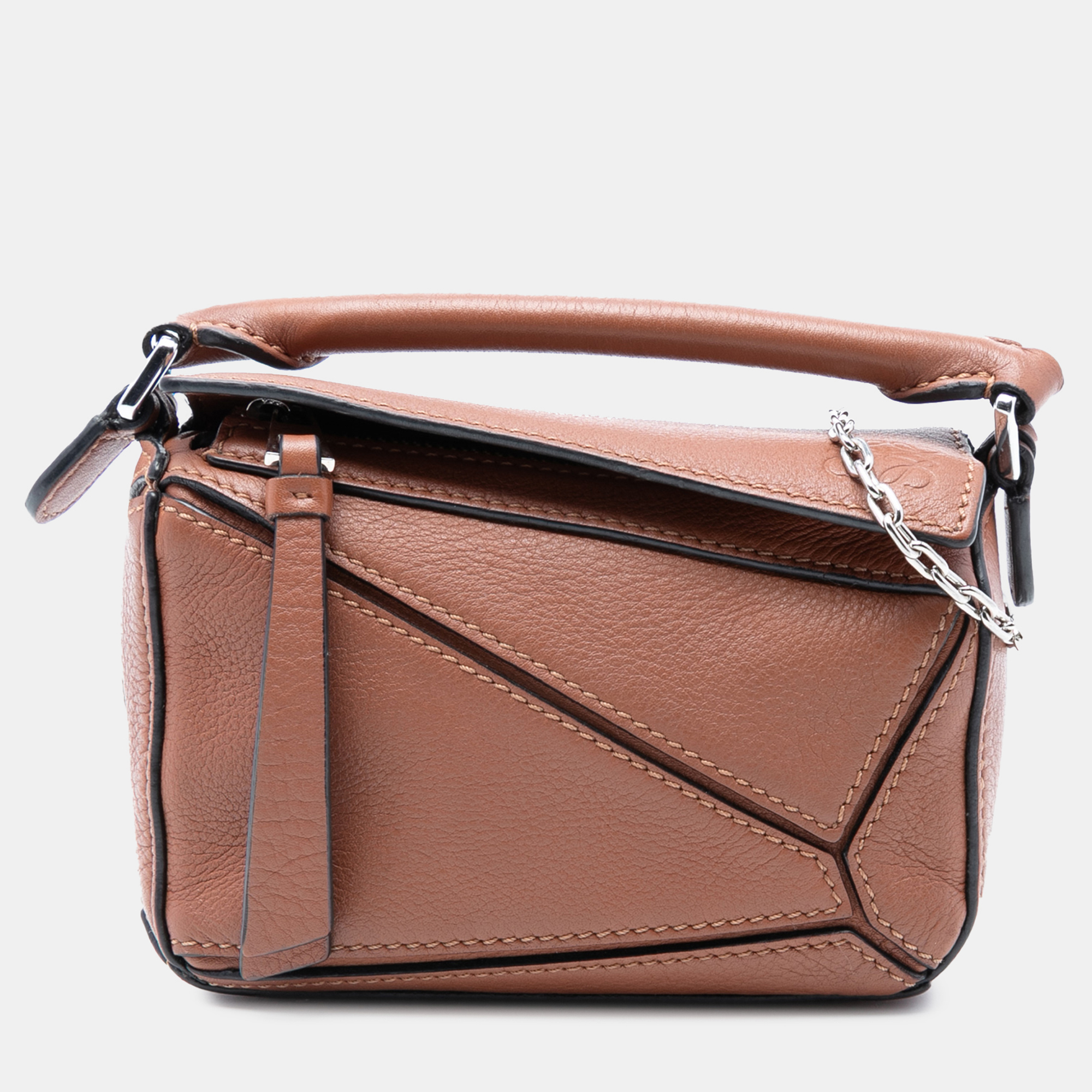 Click to view more detailed imagery on our partner's website Pre-owned Loewe Brown Nano Calfskin Puzzle Satchel