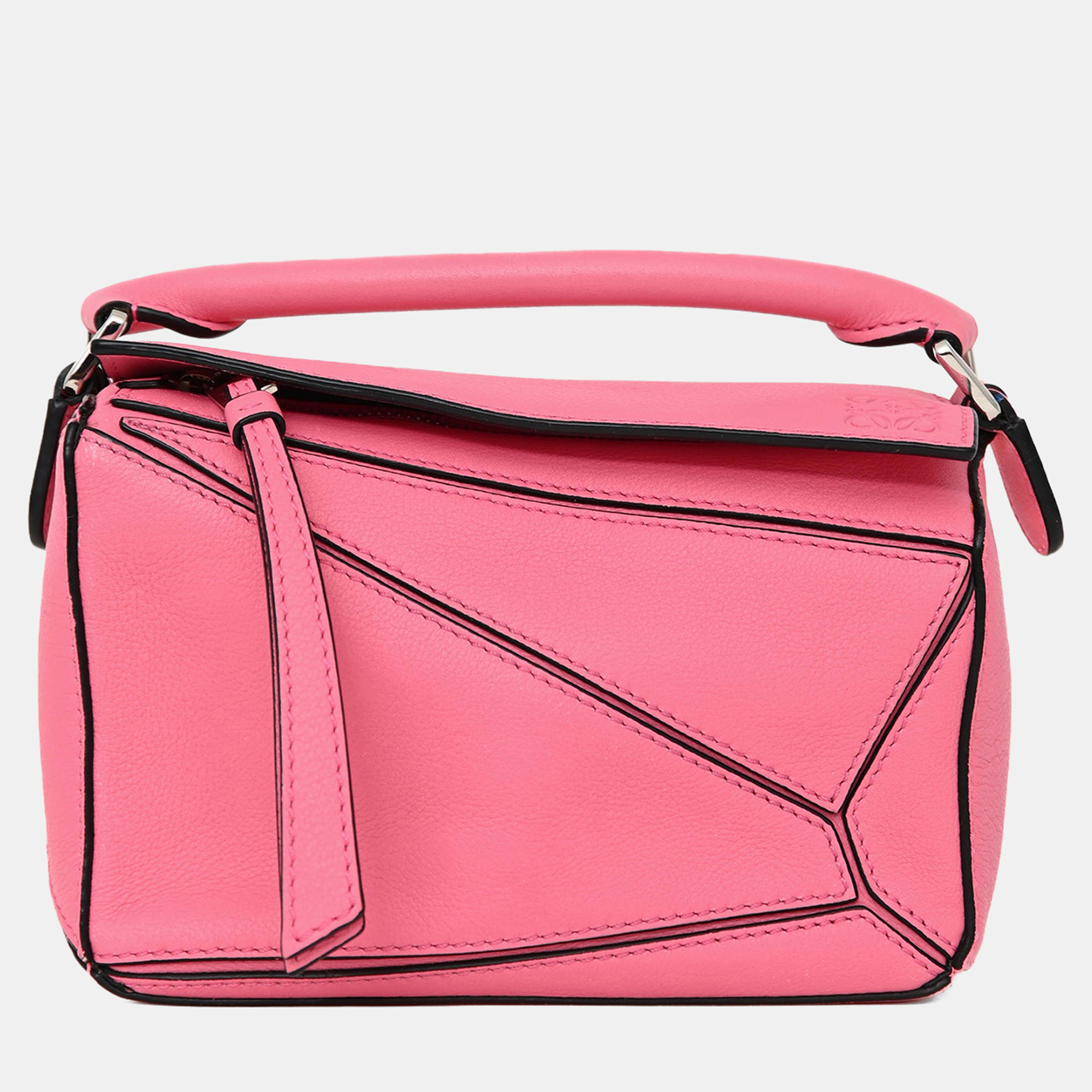

Loewe Pink Leather Mini Puzzle Crossbody