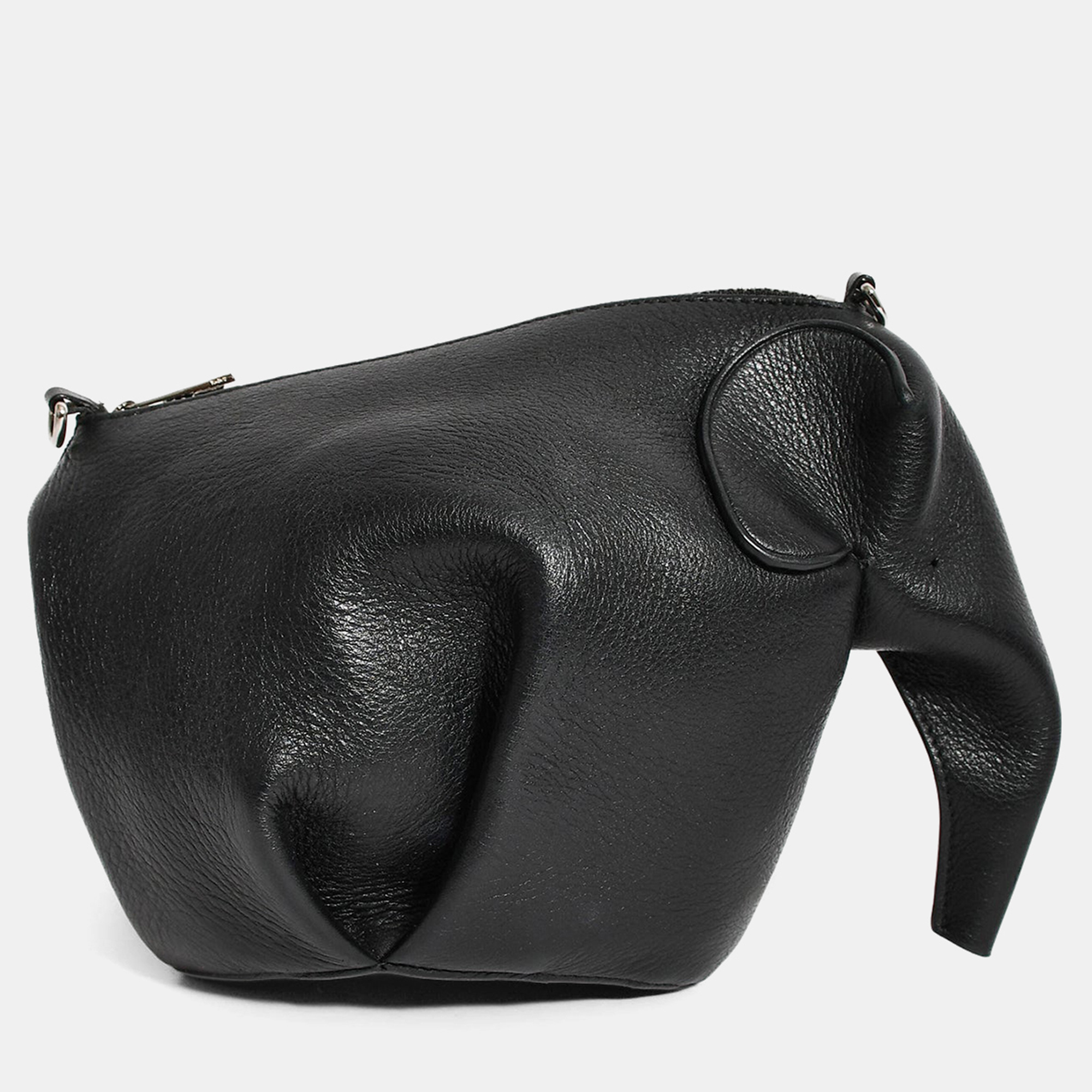 

Loewe Black Leather Elephant Bag with Strap