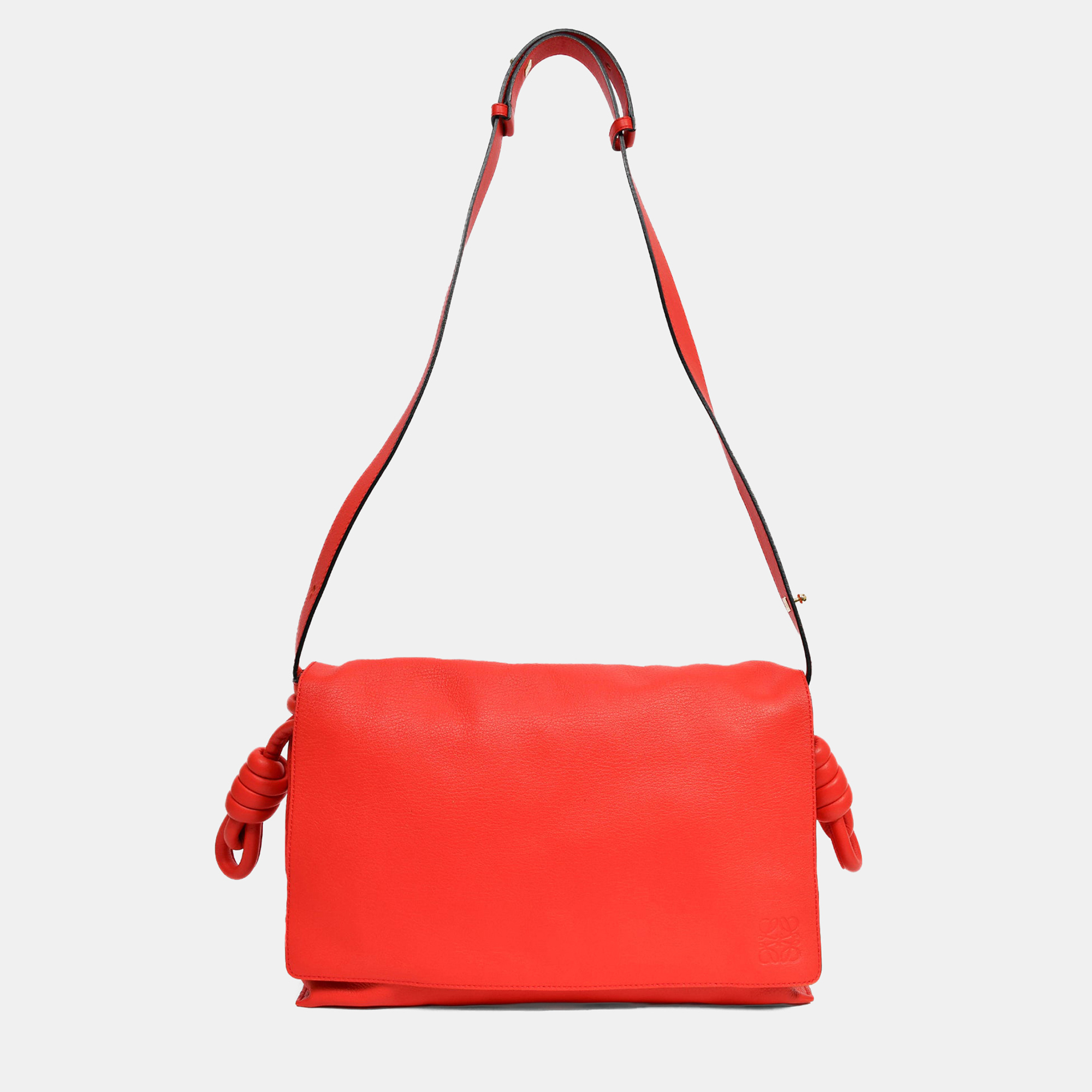 

Loewe Red Leather Large Flamenco Knot Front Flap Crossbody