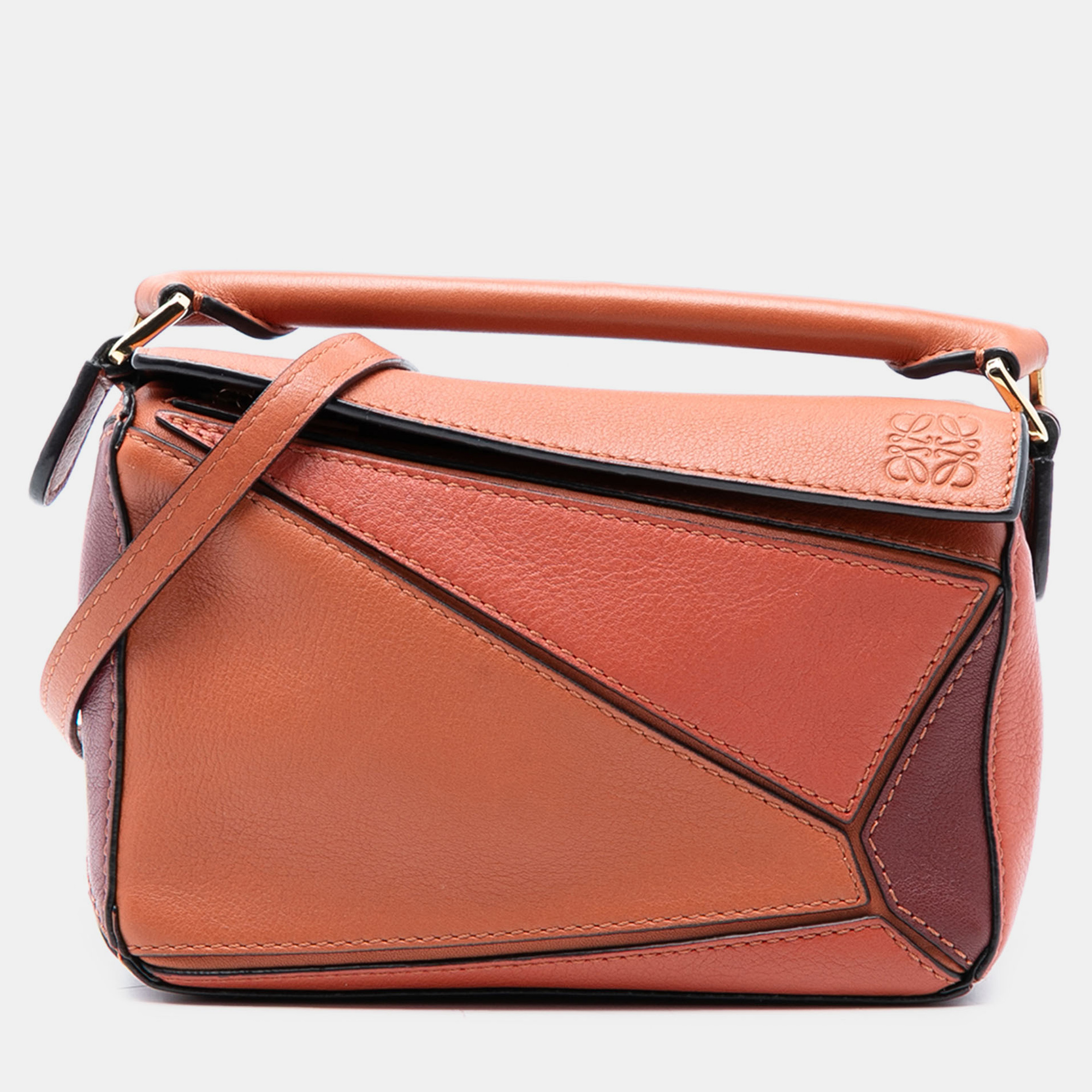 

Loewe Orange Mini Tricolor Calfskin Puzzle Satchel