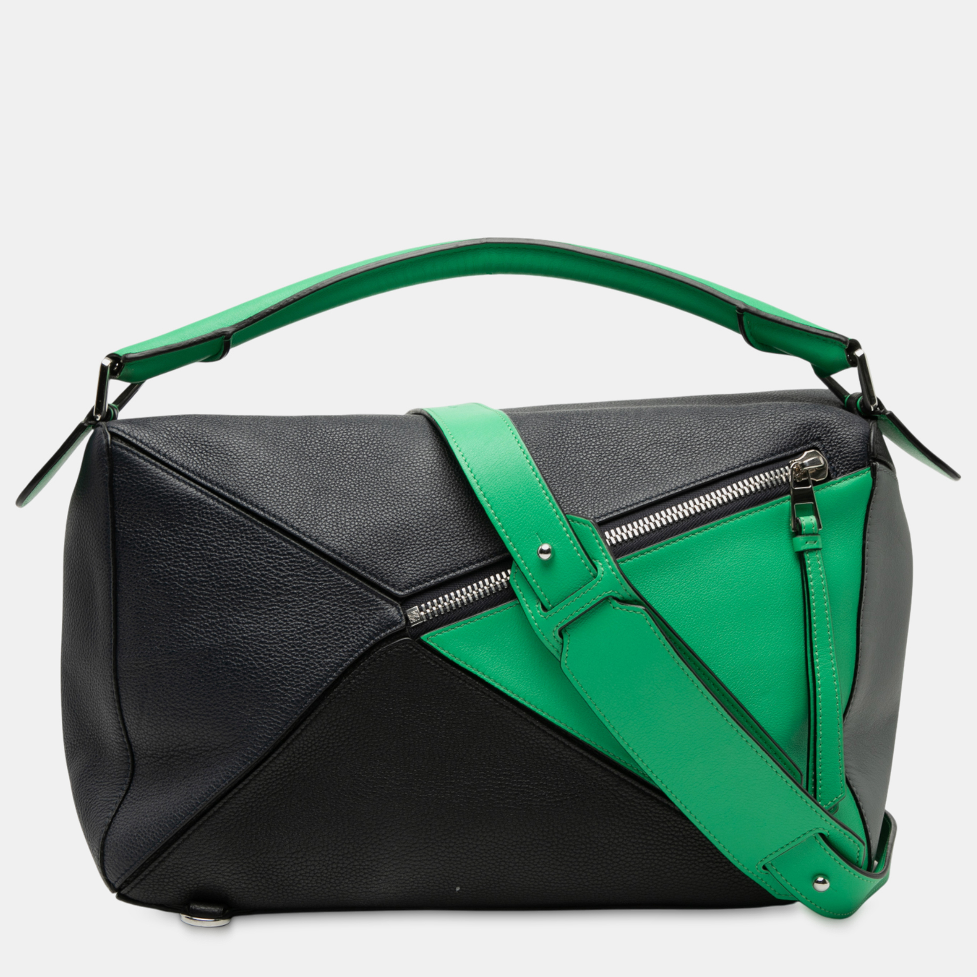 

Loewe Black Large Multicolor Calfskin Puzzle Satchel