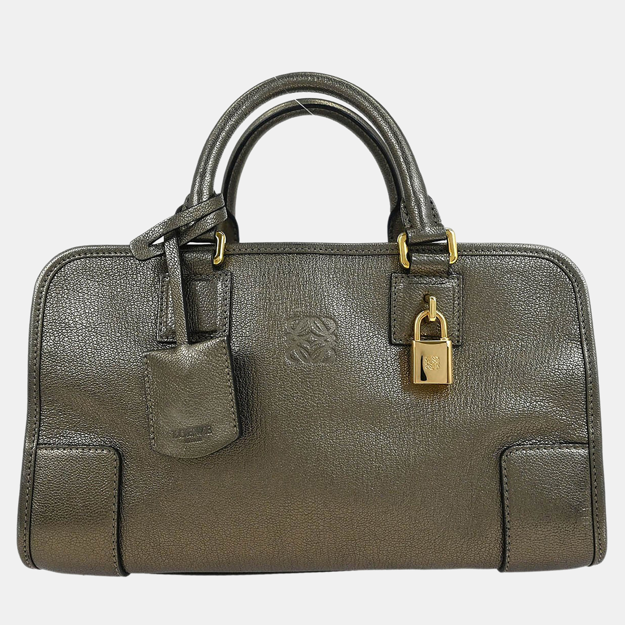 

Loewe Amazona 28 Gold Calfskin Leather Top Handle Bag