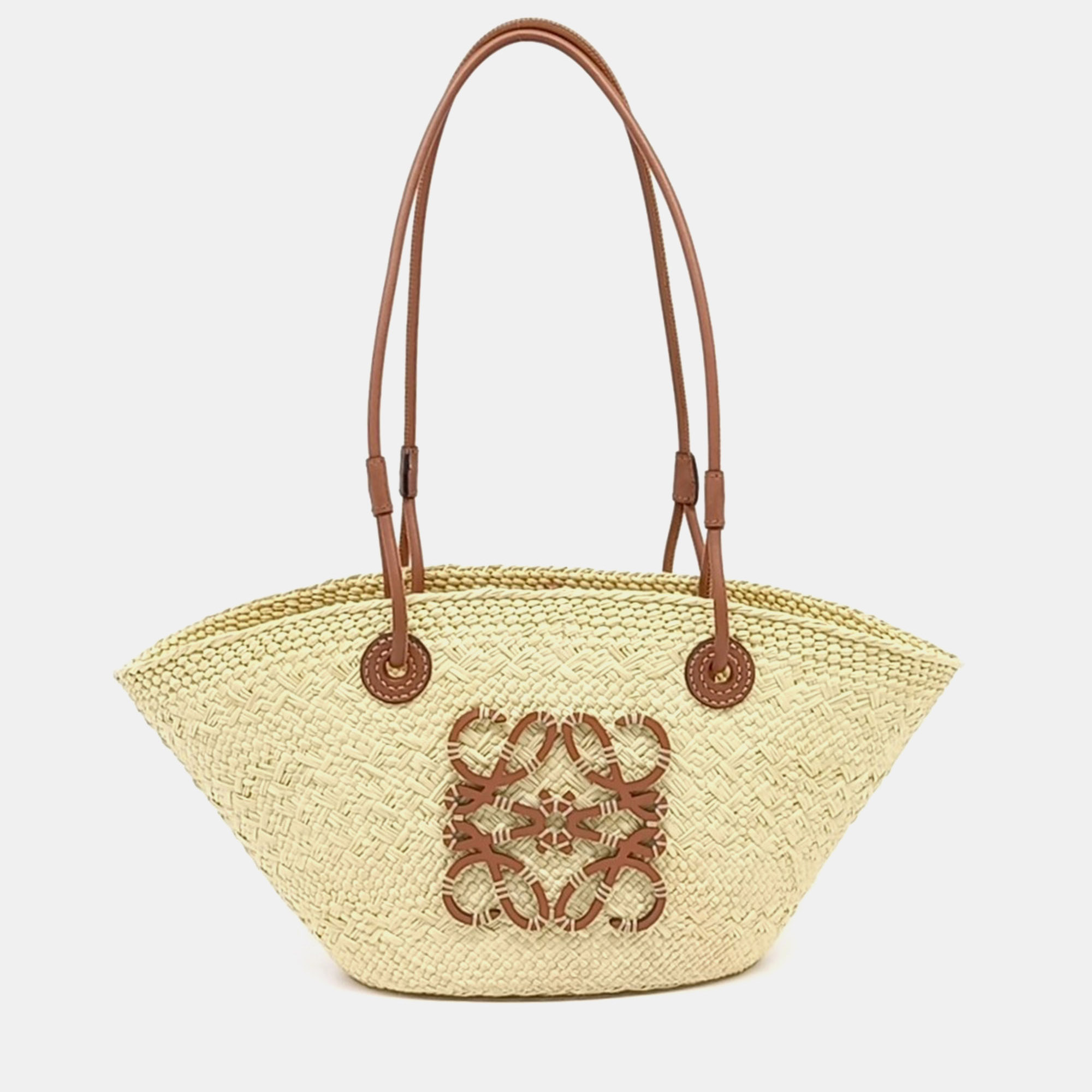 

Loewe Beige/Brown Leather and Raffia Anagram Basket Bag Small