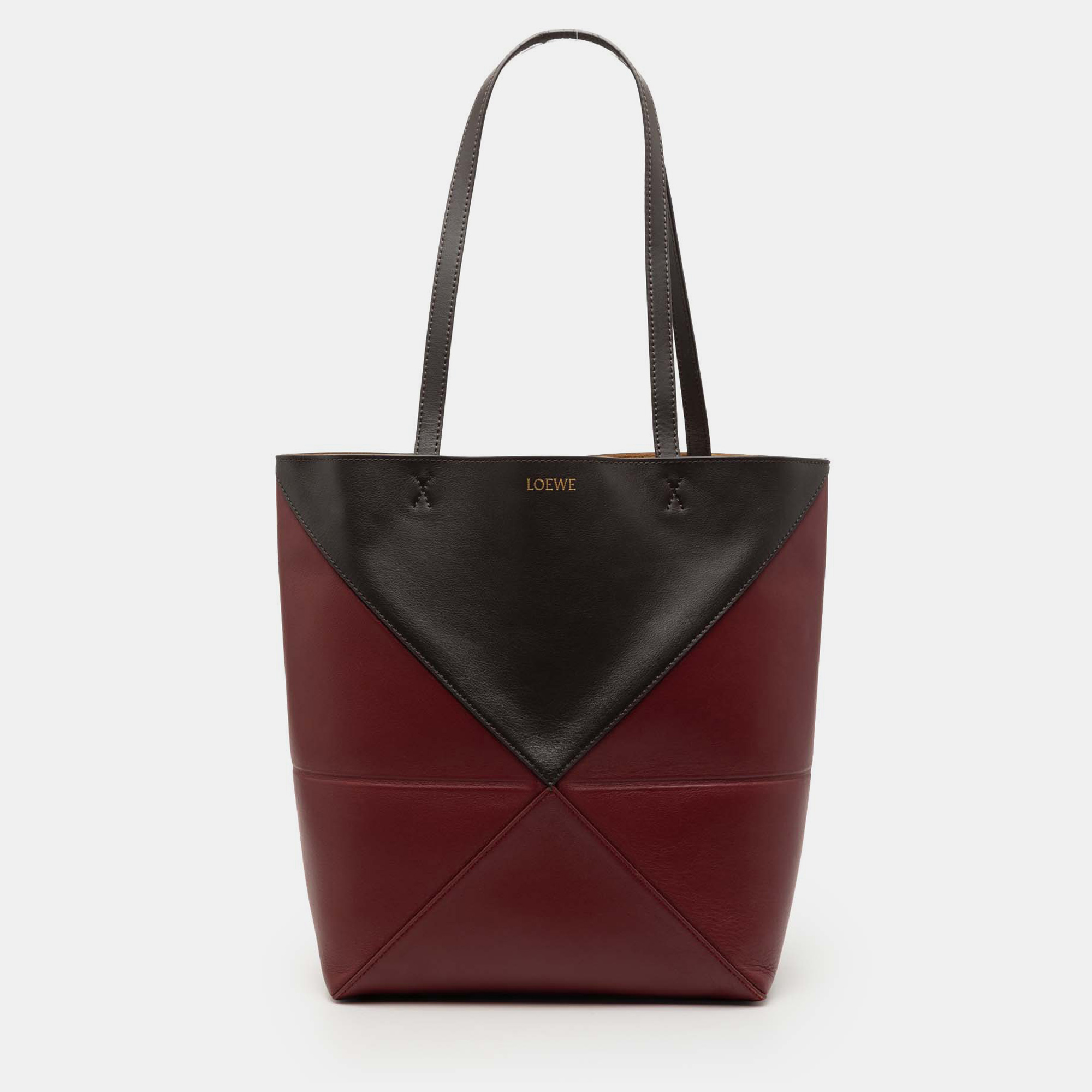 

Loewe Black Red Medium Bicolor Shiny Calfskin Puzzle Fold Tote