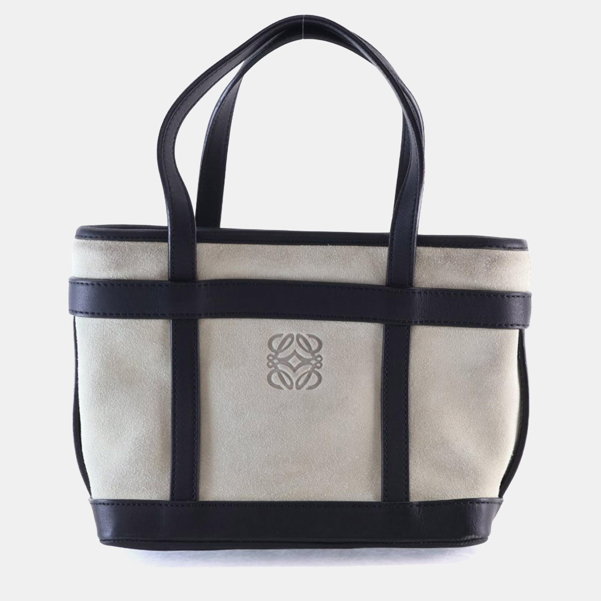 

Loewe Mini Beige, Black Suede Anagram Tote
