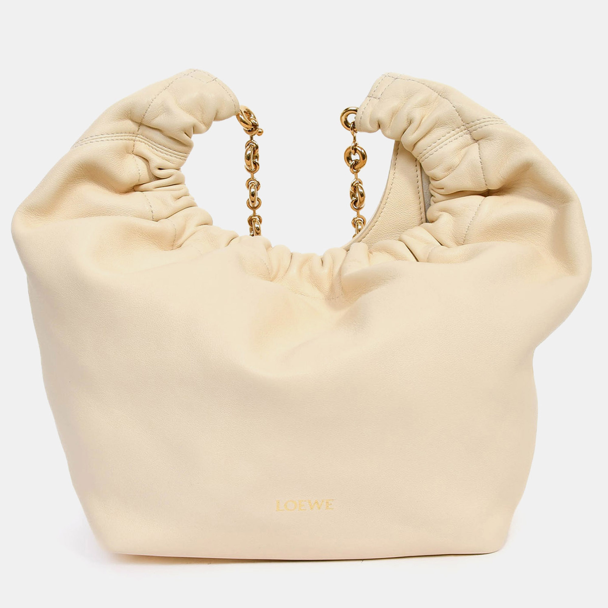 

Loewe Cream Leather Squeeze Small Chain Shoulder Bag
