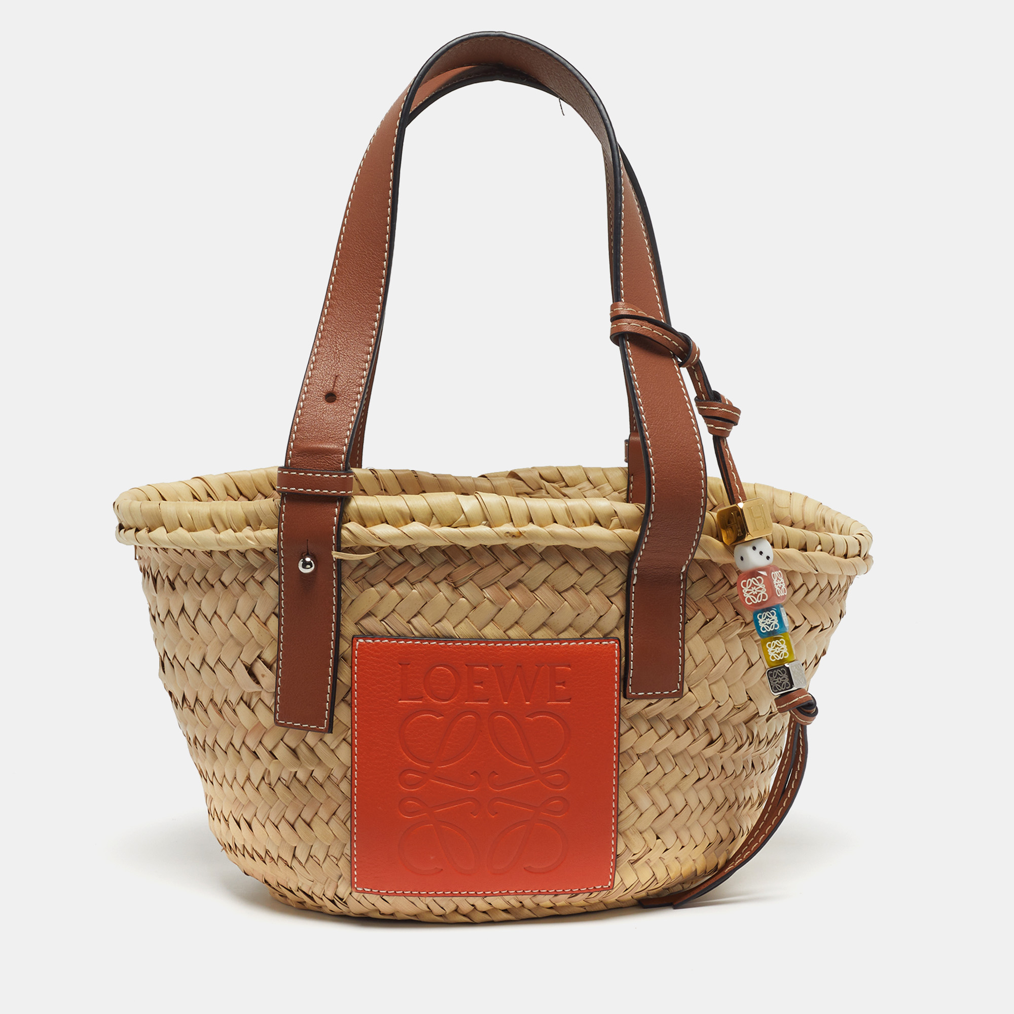 

Loewe Basket Small Cream/Brown Woven Raffia and Leather Tote