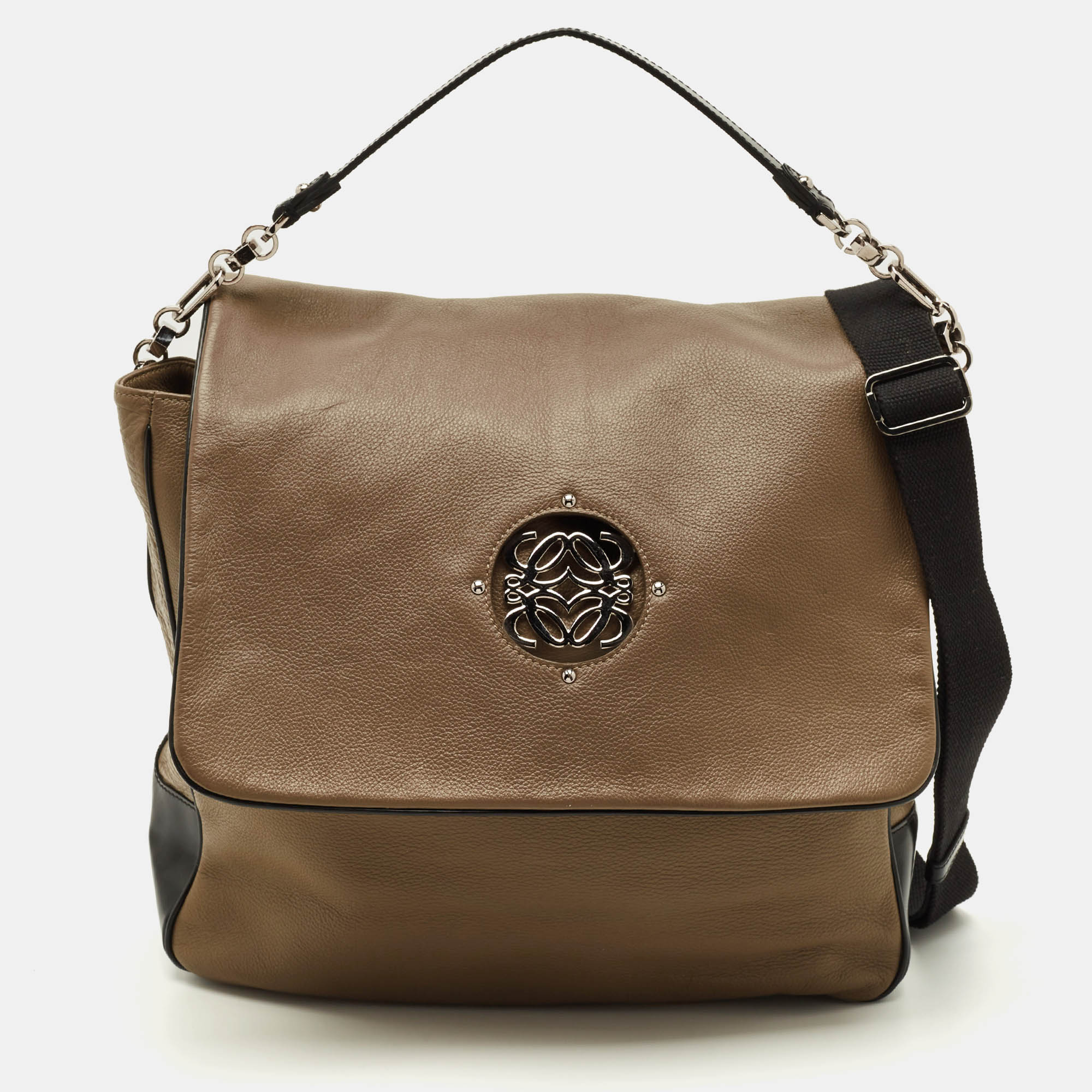 

Loewe Maia Anagram Beige/Black Leather Messenger Bag