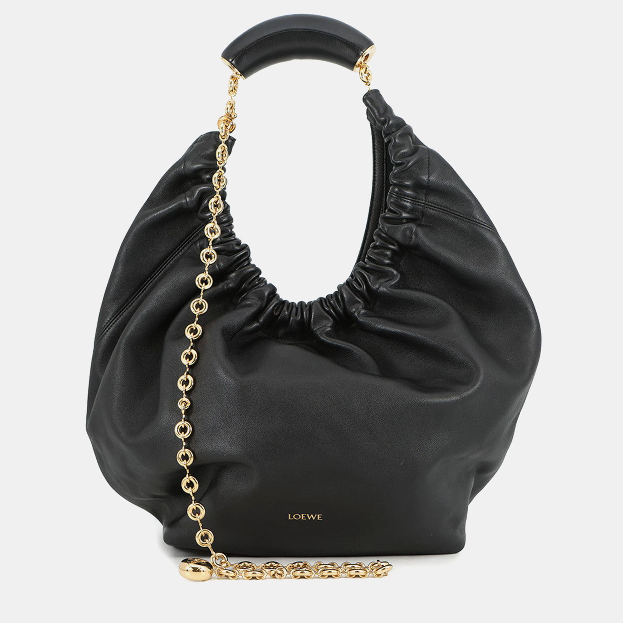 

Loewe Squeeze Medium Black Nappa Lambskin Leather Chain Shoulder Bag