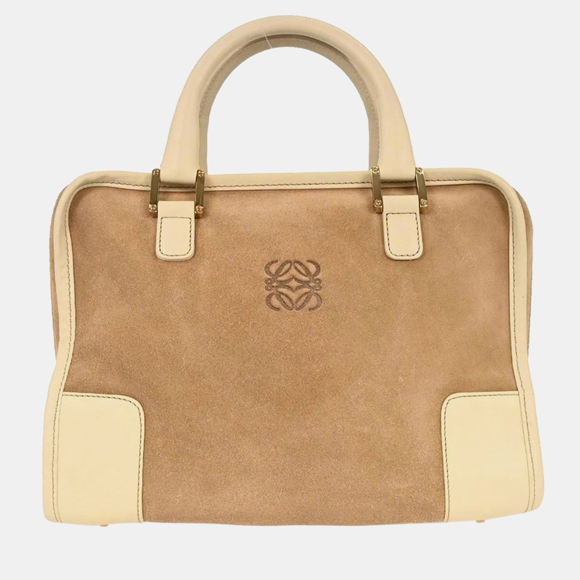 

Loewe Amazona 28 Beige Suede Top Handle Bag