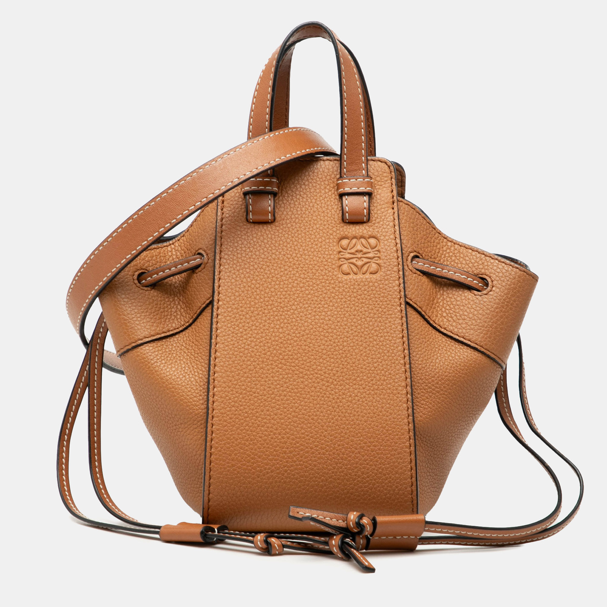 

Loewe Brown Mini Grained Calfskin Drawstring Hammock Bag