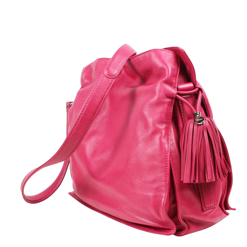 

Loewe Pink Leather  Flamenco Tassel Shoulder Bag
