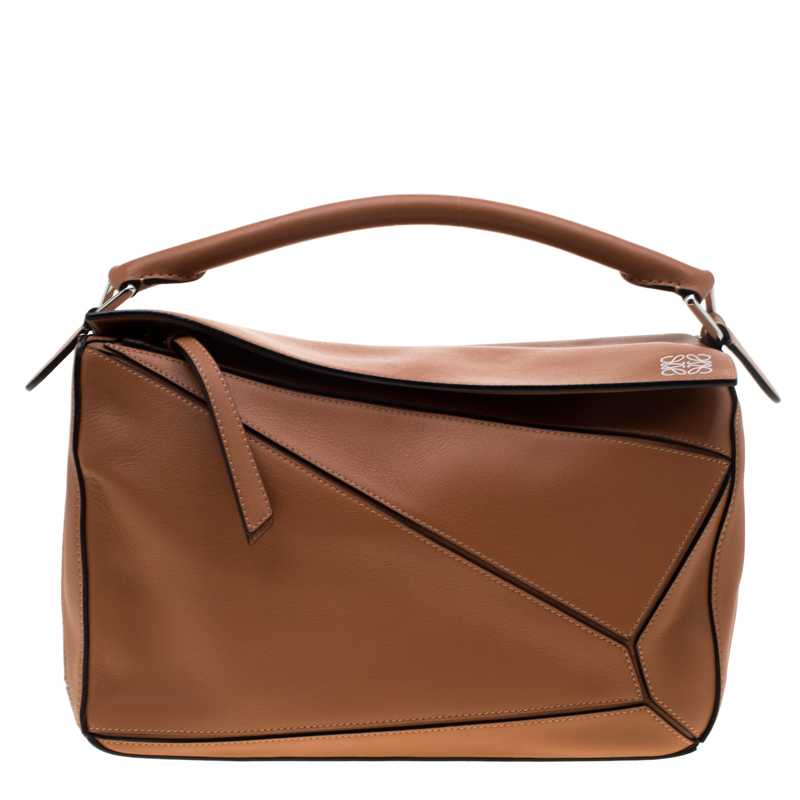 Loewe Tan Leather Medium Puzzle Shoulder Bag