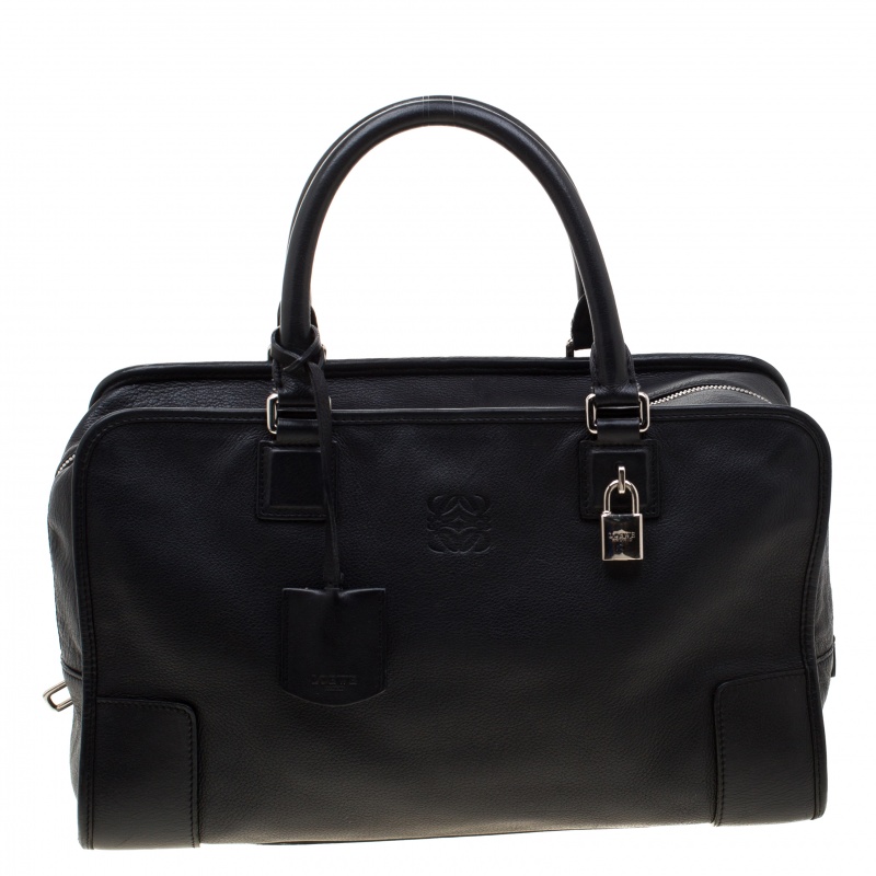 مملوكة مسبقًا Loewe Black Leather Amazona Satchel Bag