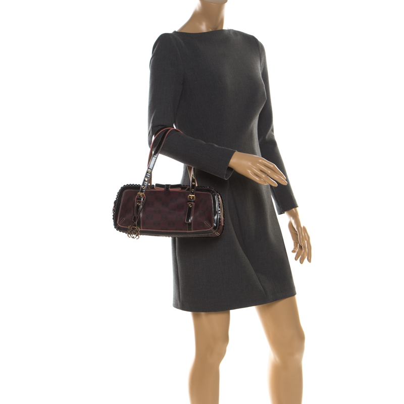 

Loewe Purple/Black Momogram PVC and Patent Leather Satchel