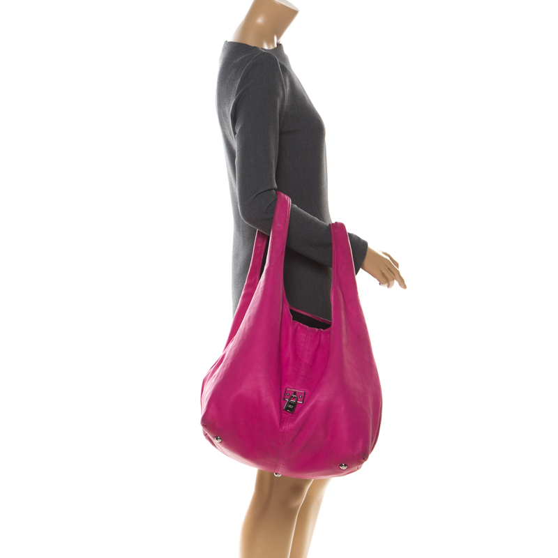 

Loewe Hot Pink Calle Leather Shopper Tote