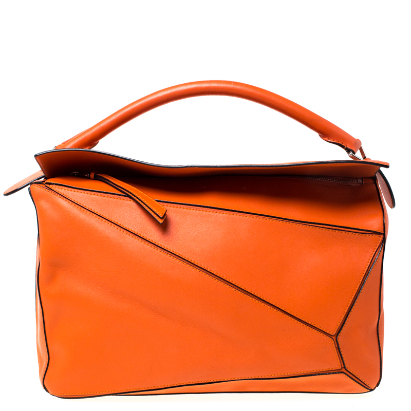 Loewe Orange Leather Puzzle Bag