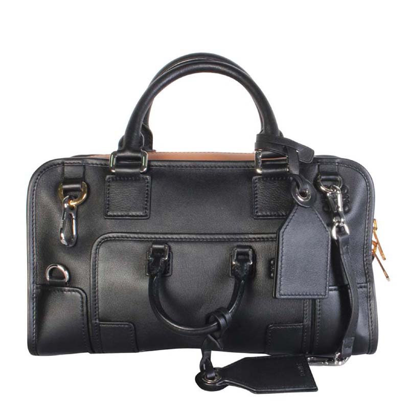 Pre-owned Loewe Black Leather Bolso Amazona 28 Bag