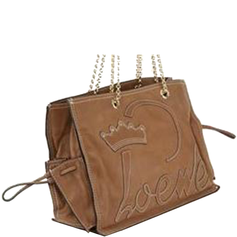 Loewe Brown Leather Chain Tote Bag 