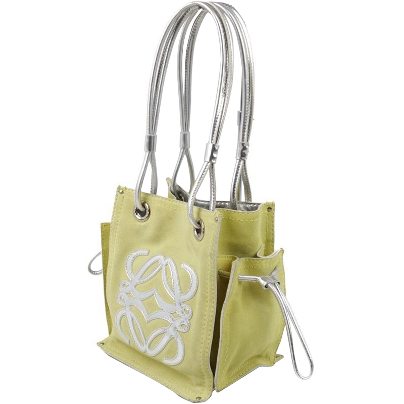 

Loewe Yellow/Silver Suede and Patent Leather Shoulder Bag