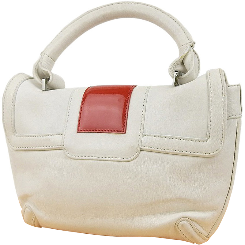

Loewe White/Red Nappa Leather Top Handle Bag