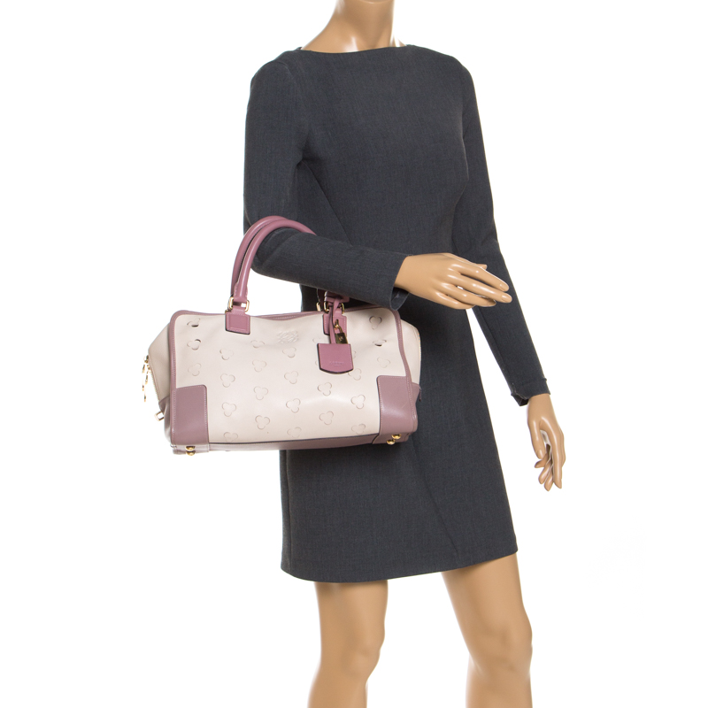 

Loewe Cream/Pink Leather Limited Edition Amazona Satchel